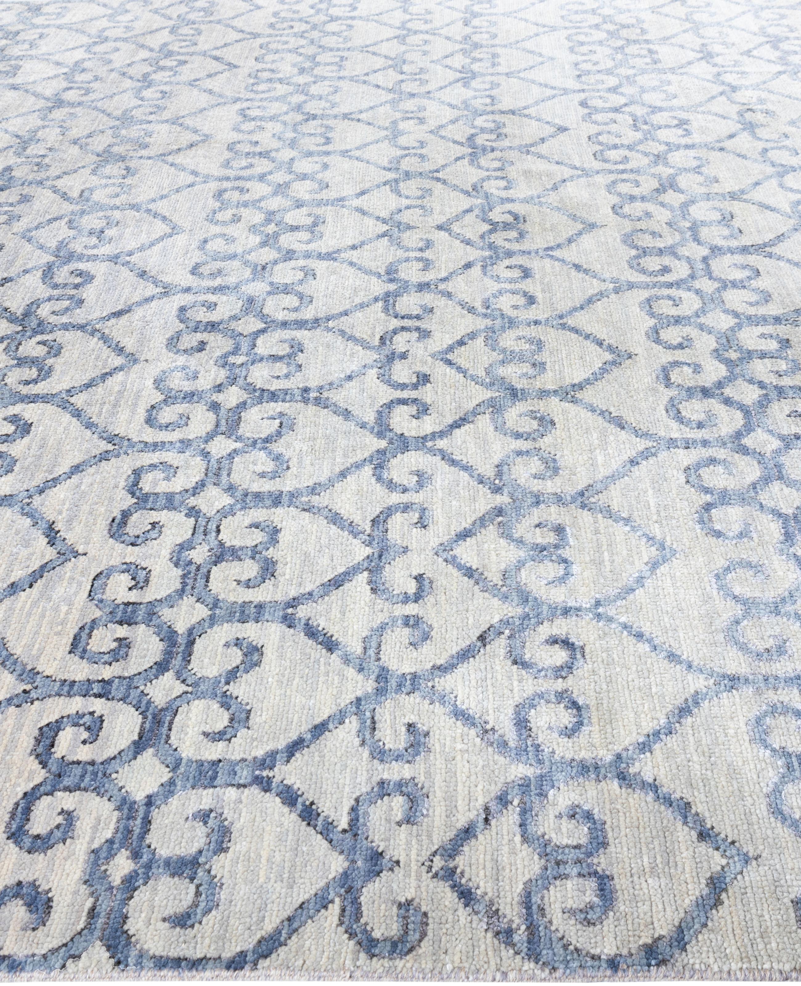 Hand-Knotted Traditional Floral Wool Hand Knotted Beige Area Rug 9' 2