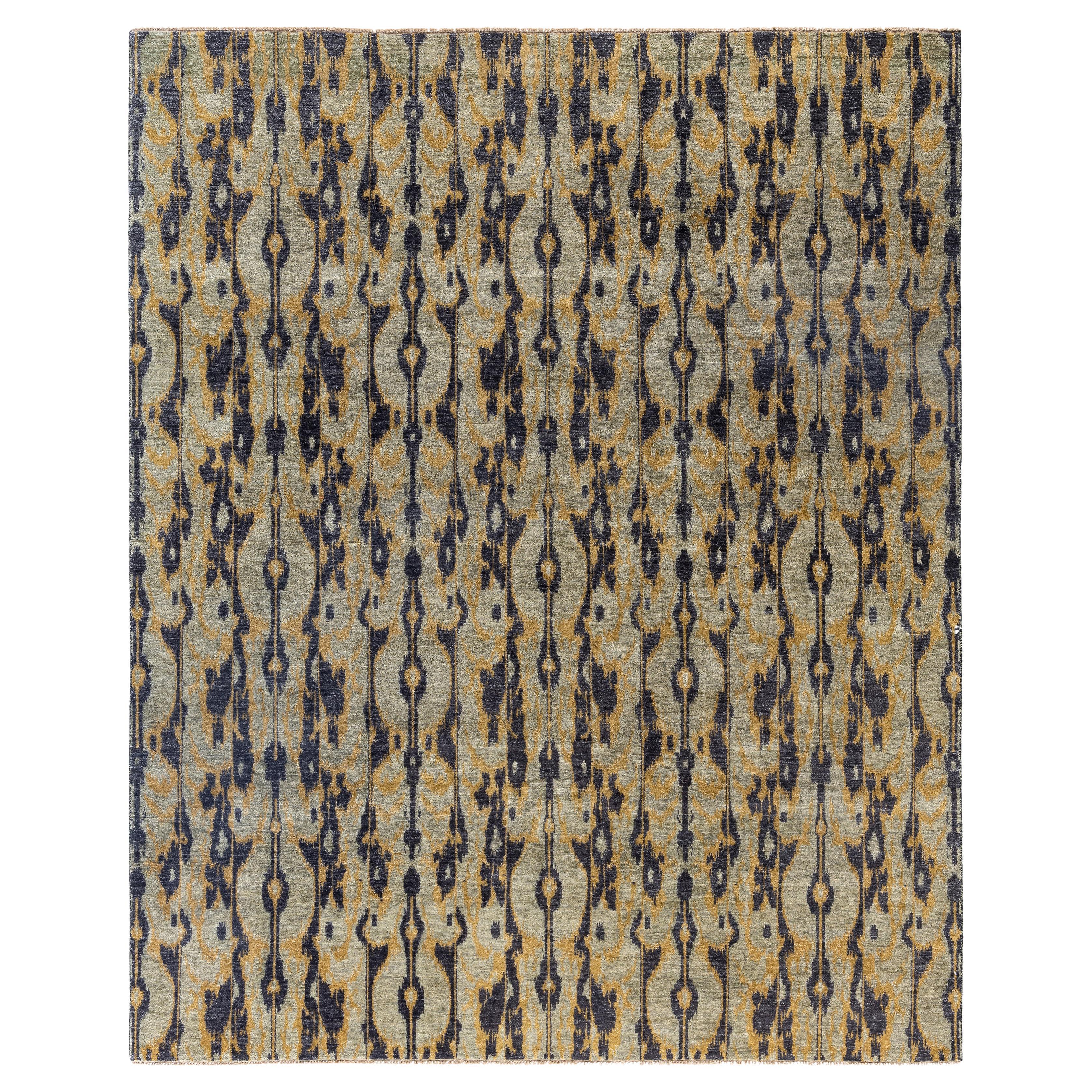 Tappeto tradizionale floreale in lana annodato a mano in nero 8' 3" x 9' 10"