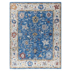 Traditional Floral Wool Hand Knotted Blue Area Rug 8
 1" x 10
 4"