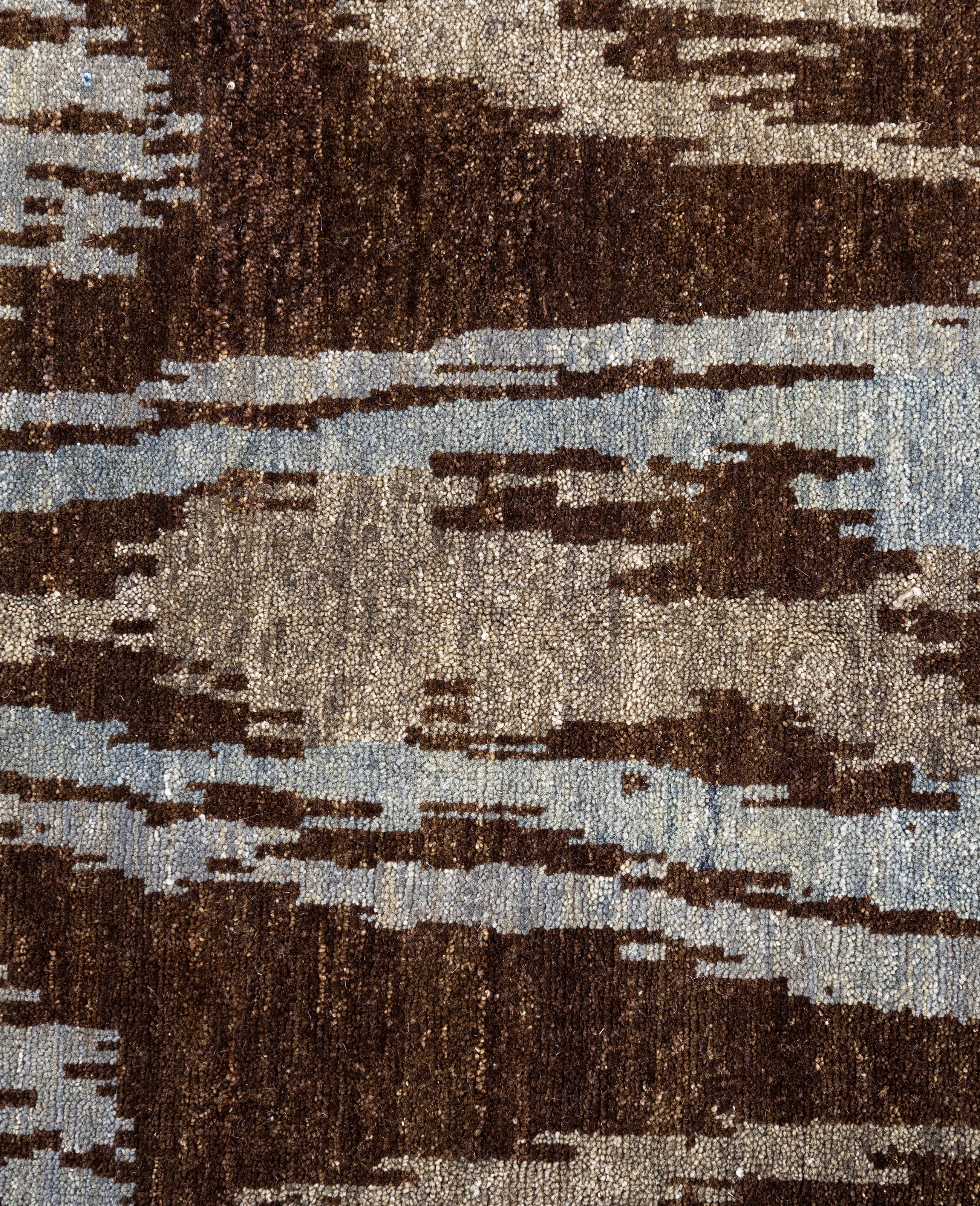 Indian Traditional Floral Wool Hand Knotted Brown Area Rug 8' 0