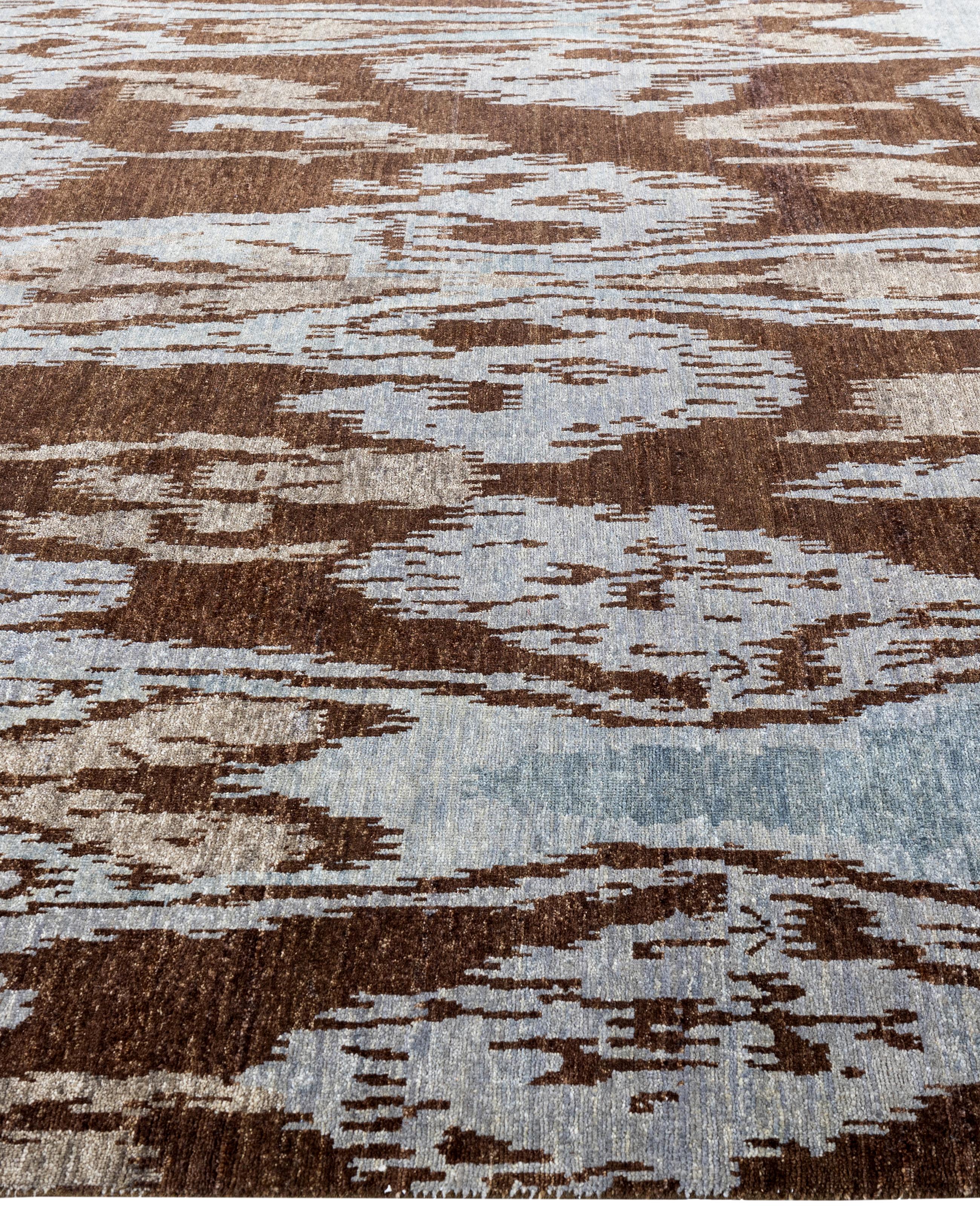 Hand-Knotted Traditional Floral Wool Hand Knotted Brown Area Rug 8' 0