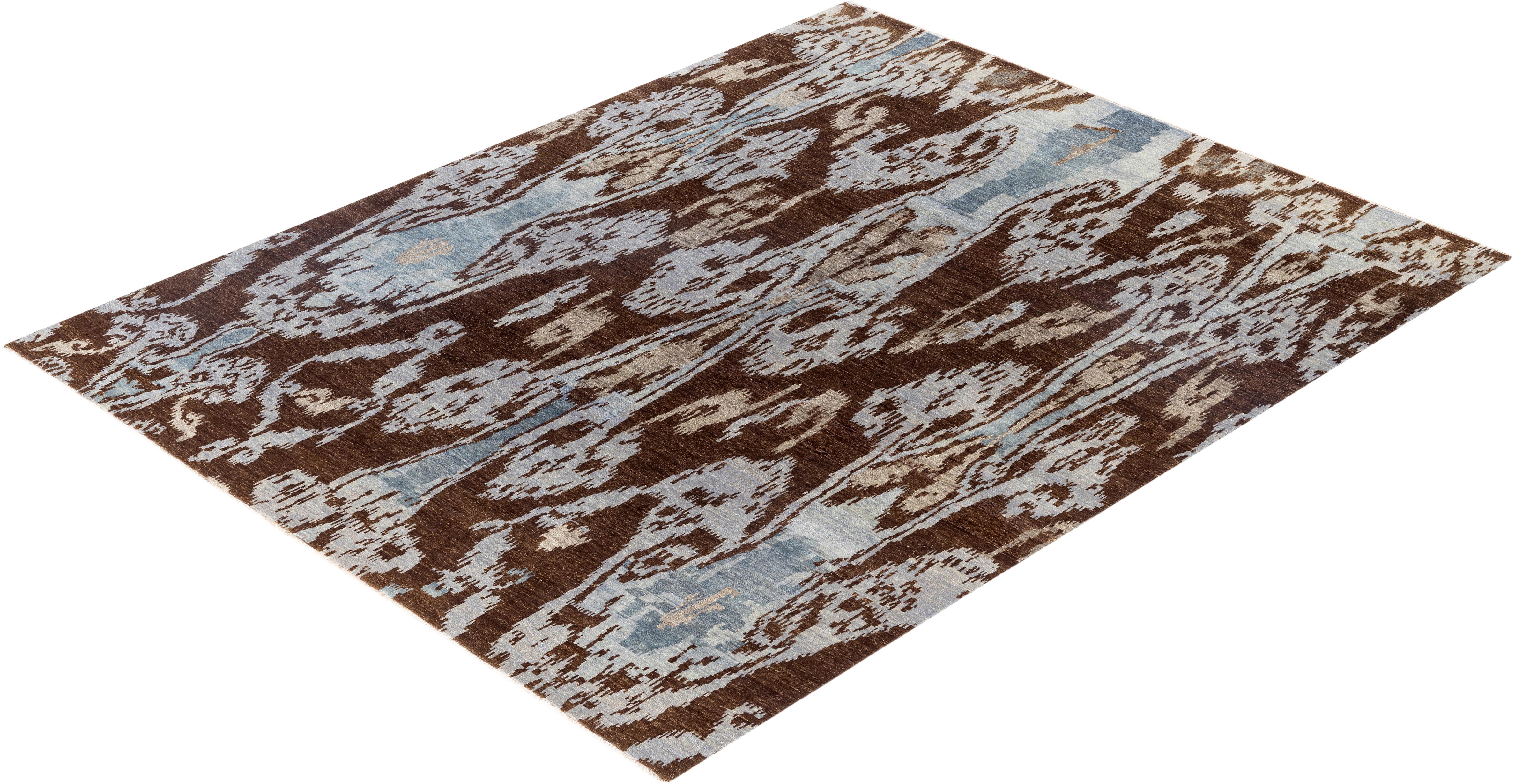 Traditional Floral Wool Hand Knotted Brown Area Rug 8' 0