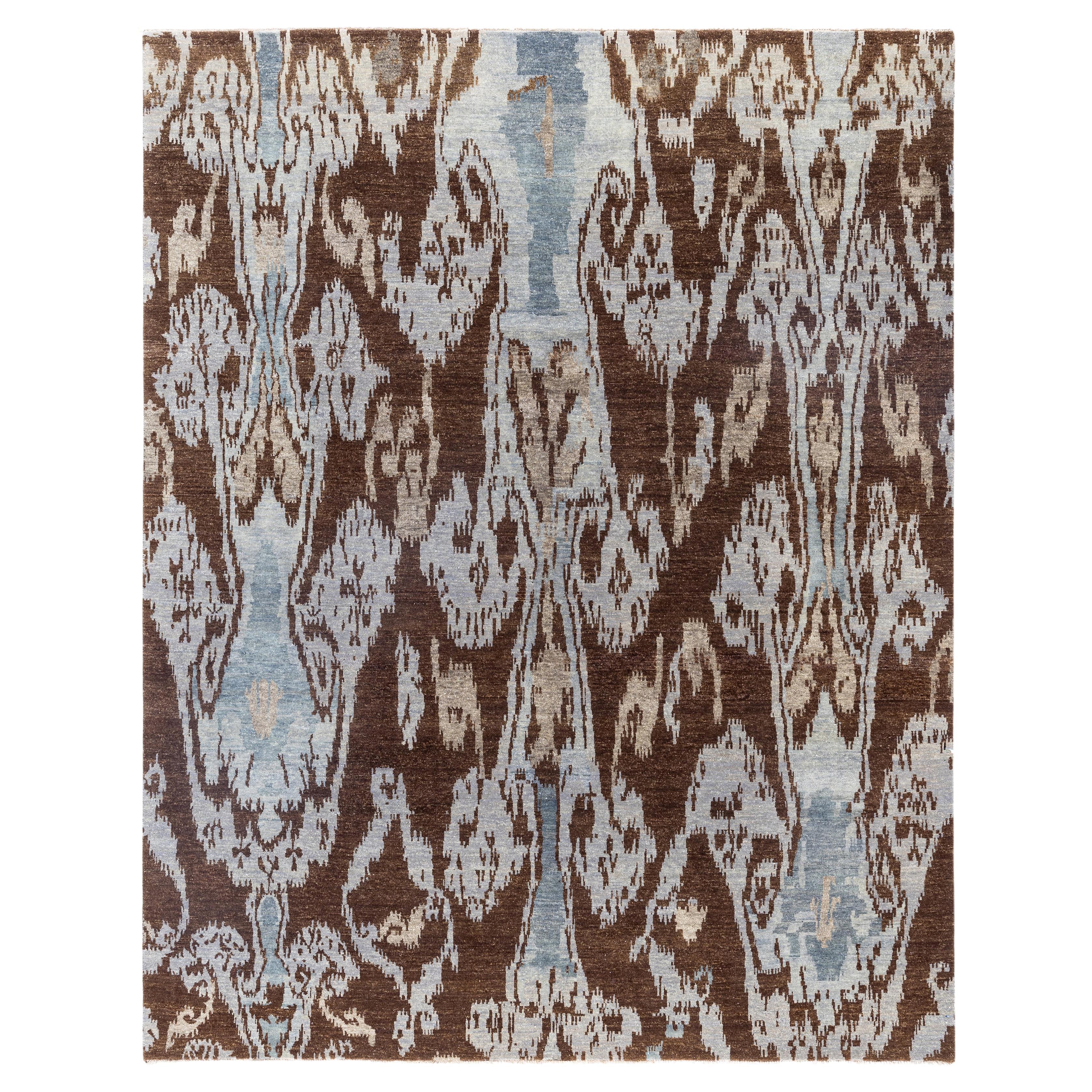Traditional Floral Wool Hand Knotted Brown Area Rug 8' 0" x 10' 2"