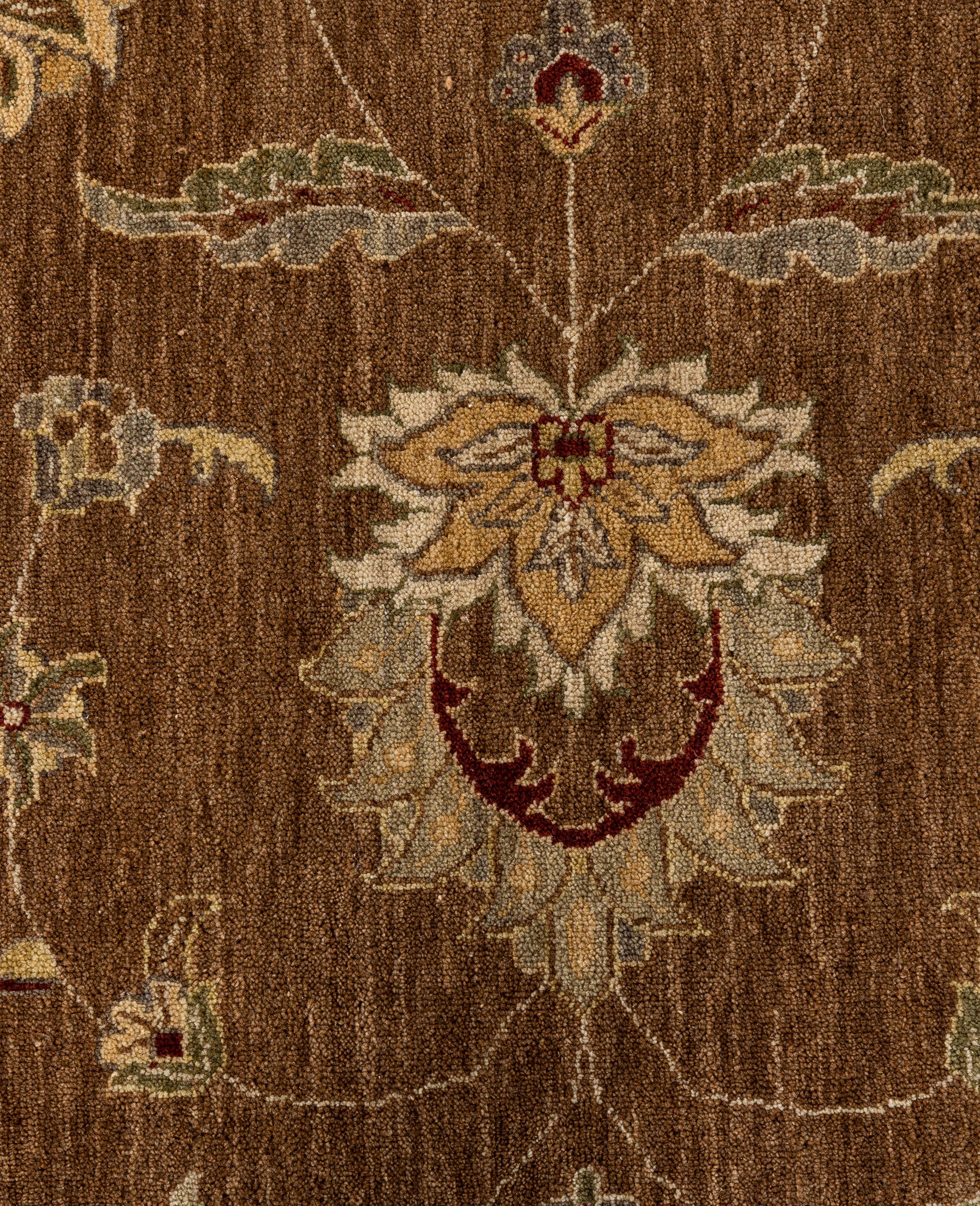 Traditionelle florale Wolle handgeknüpft Brown Bereich Teppich 8' 10