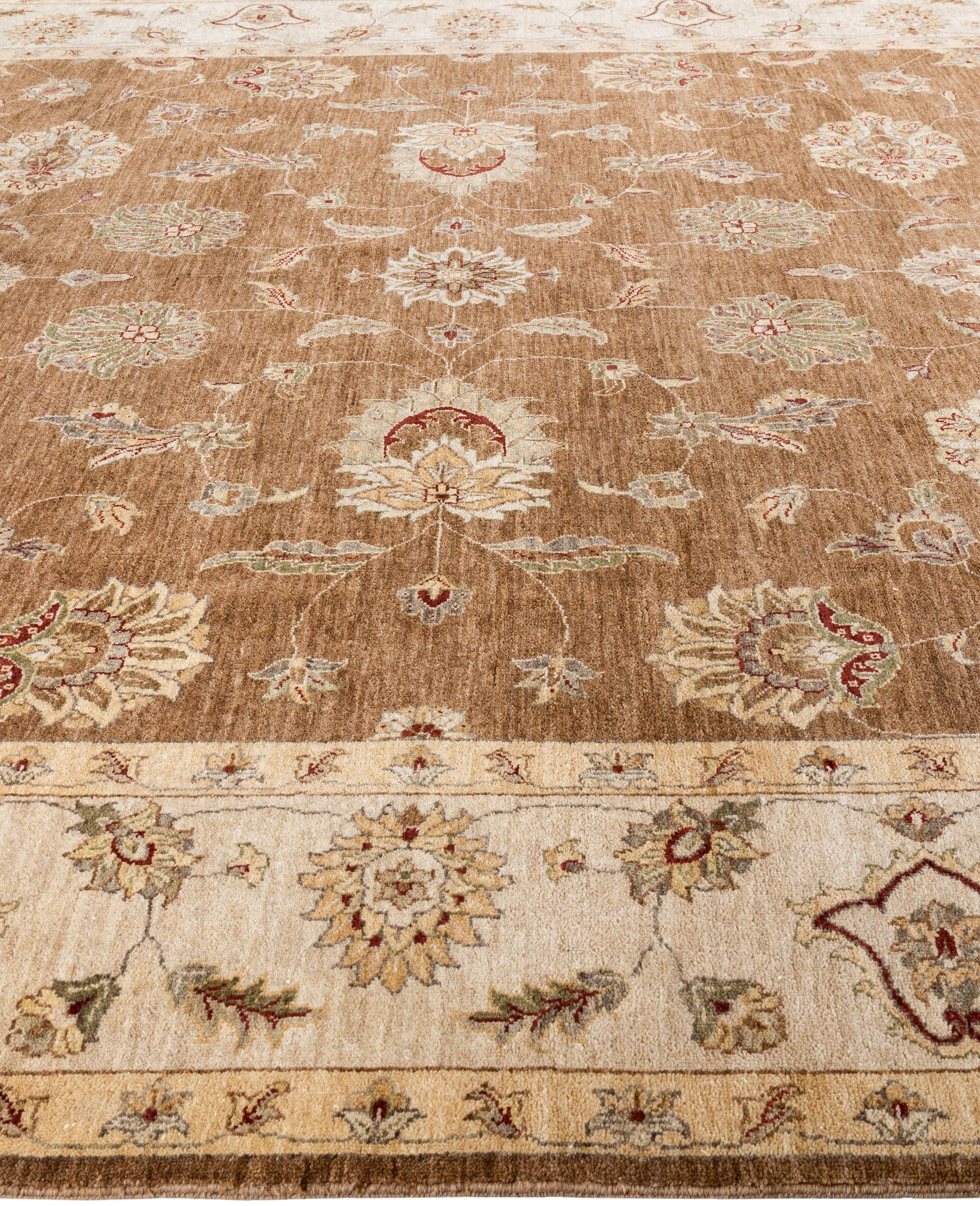 Traditionelle florale Wolle handgeknüpft Brown Bereich Teppich 8' 10