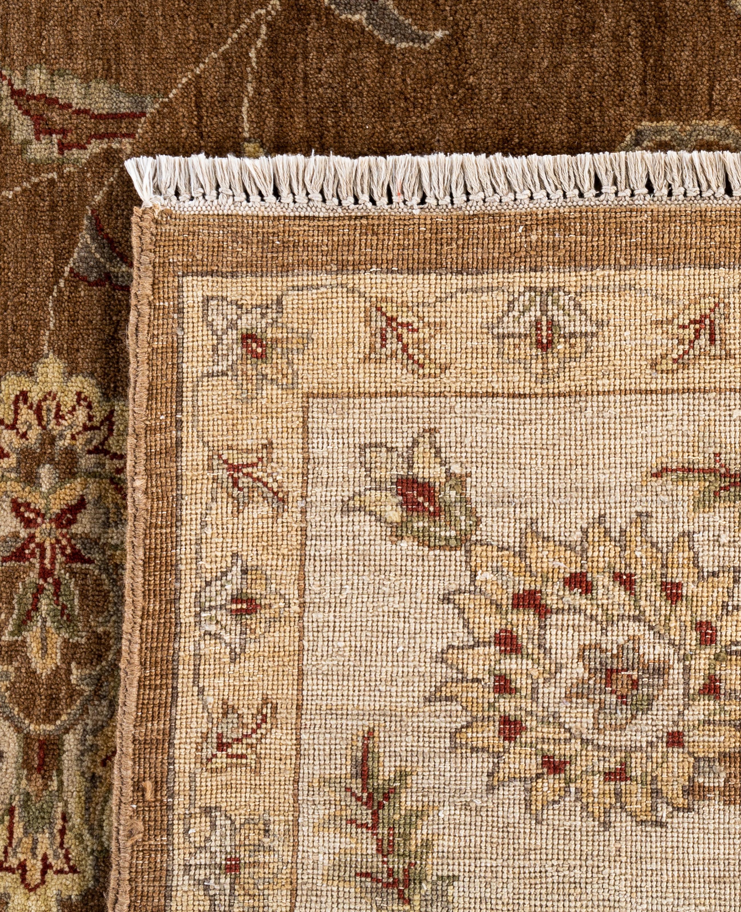 Traditionelle florale Wolle handgeknüpft Brown Bereich Teppich 8' 10