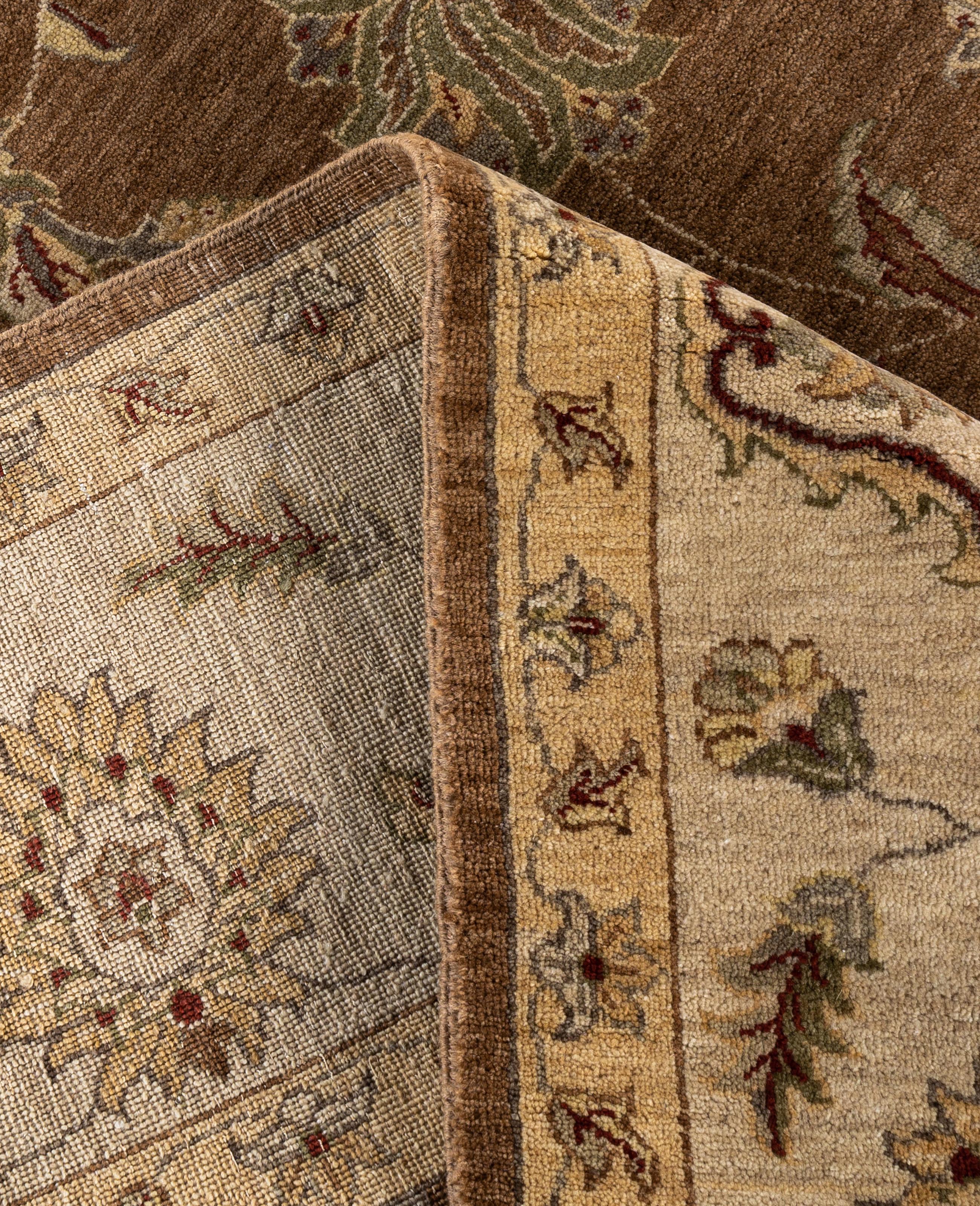 Traditionelle florale Wolle handgeknüpft Brown Bereich Teppich 8' 10