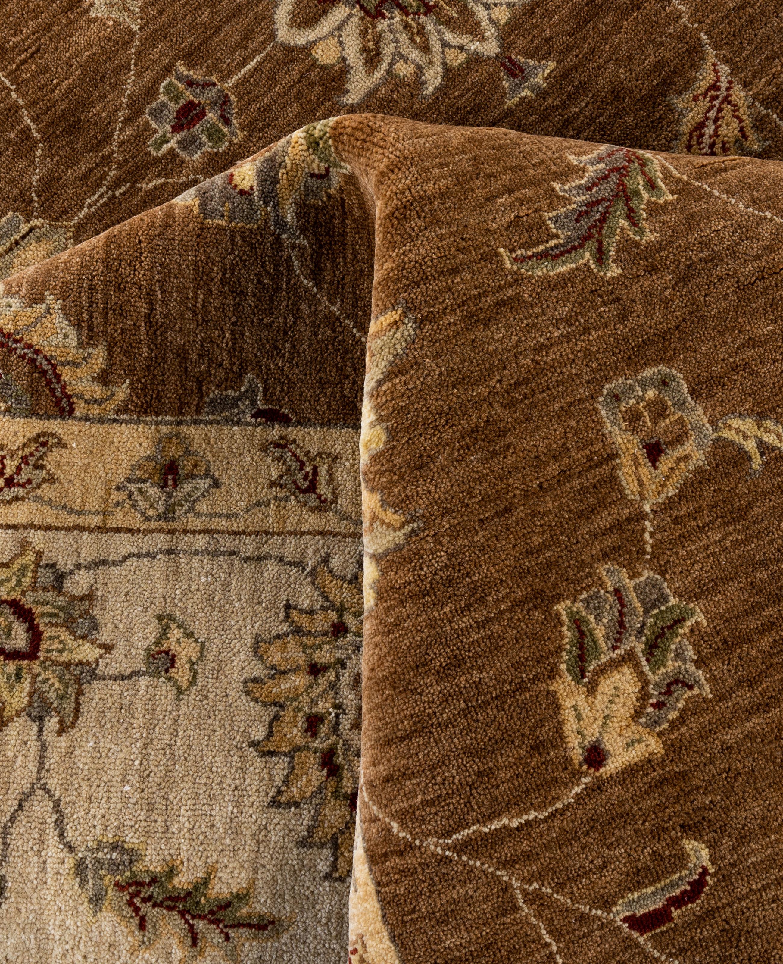 Traditionelle florale Wolle handgeknüpft Brown Bereich Teppich 8' 10