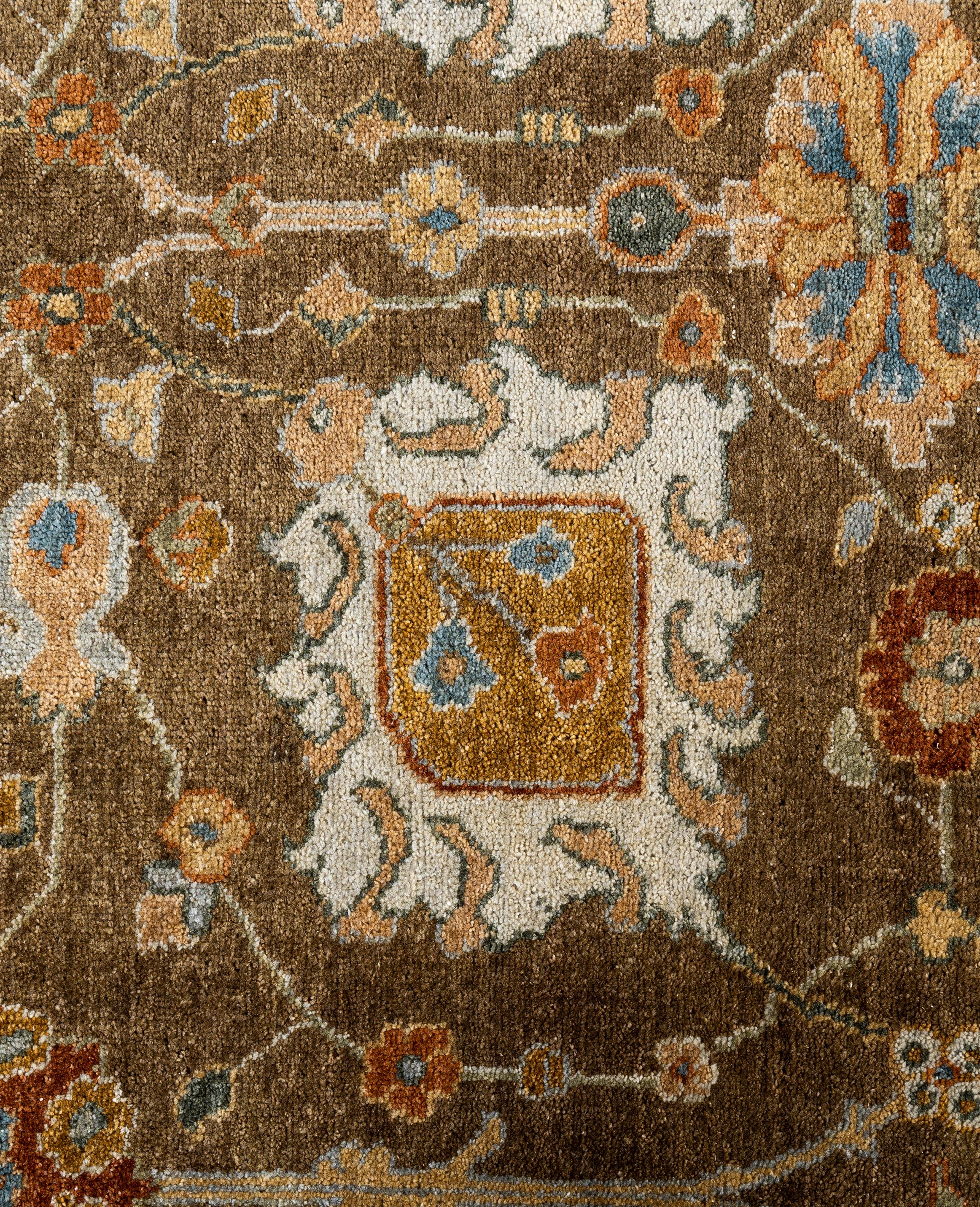 Traditionelle florale Wolle handgeknüpft Brown Bereich Teppich 9' 0