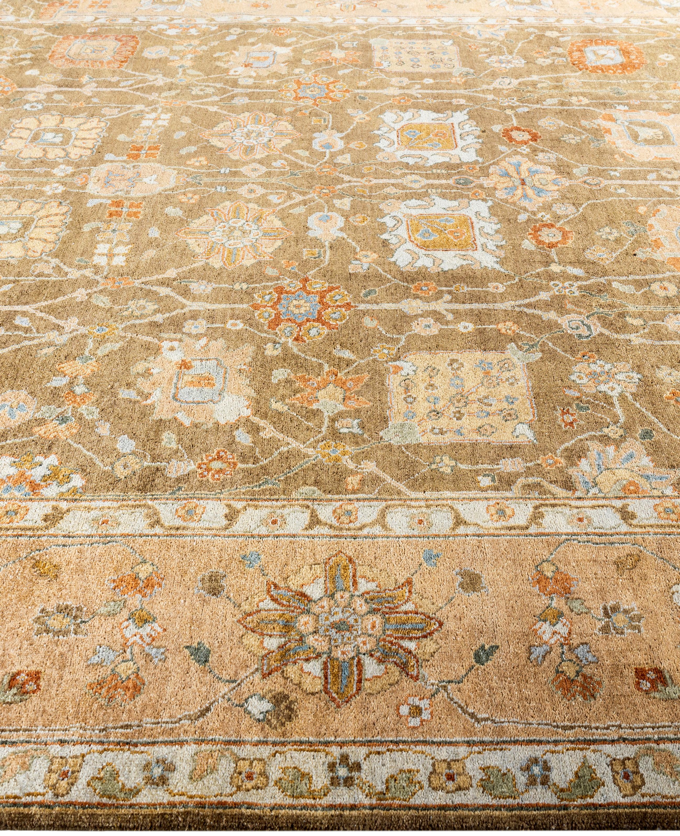 Traditionelle florale Wolle handgeknüpft Brown Bereich Teppich 9' 0