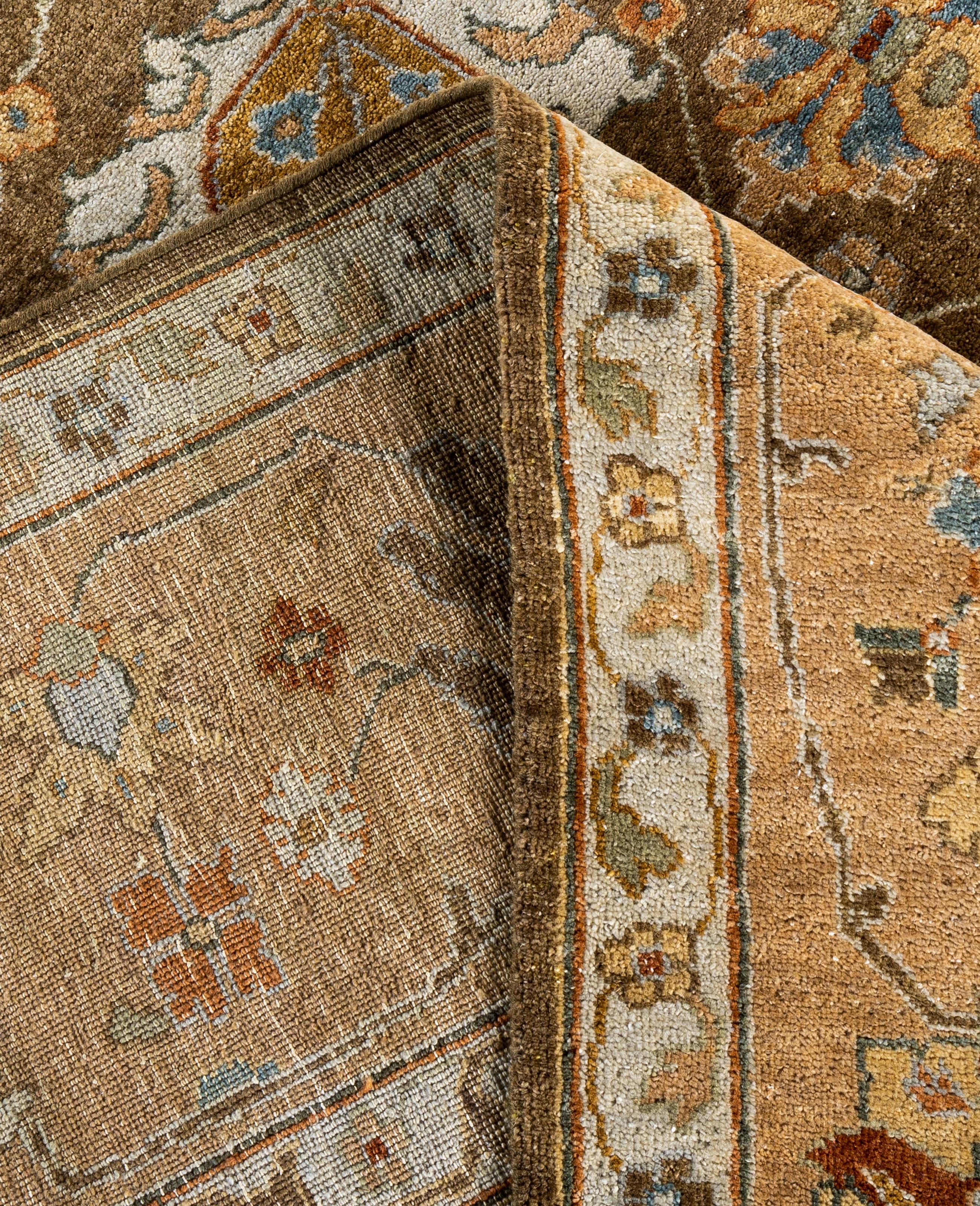 Traditionelle florale Wolle handgeknüpft Brown Bereich Teppich 9' 0