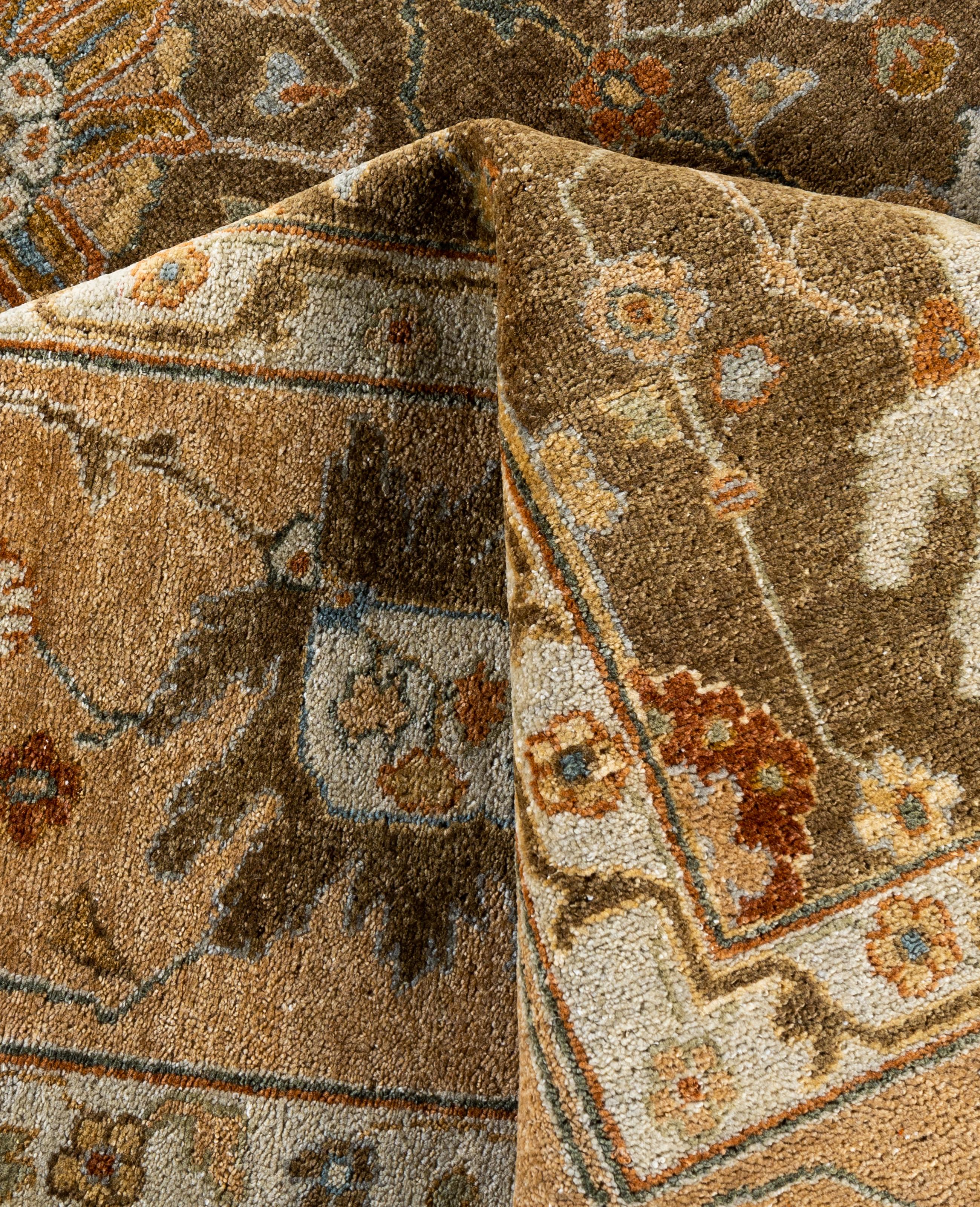 Traditionelle florale Wolle handgeknüpft Brown Bereich Teppich 9' 0