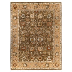 Traditional Floral Wool Hand Knotted Brown Area Rug 9' 0" x 11' 10"