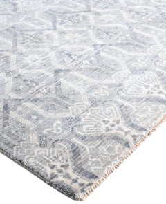Traditional Floral Wool Hand Knotted Gray Area Rug 7' 10" x 10' 2"