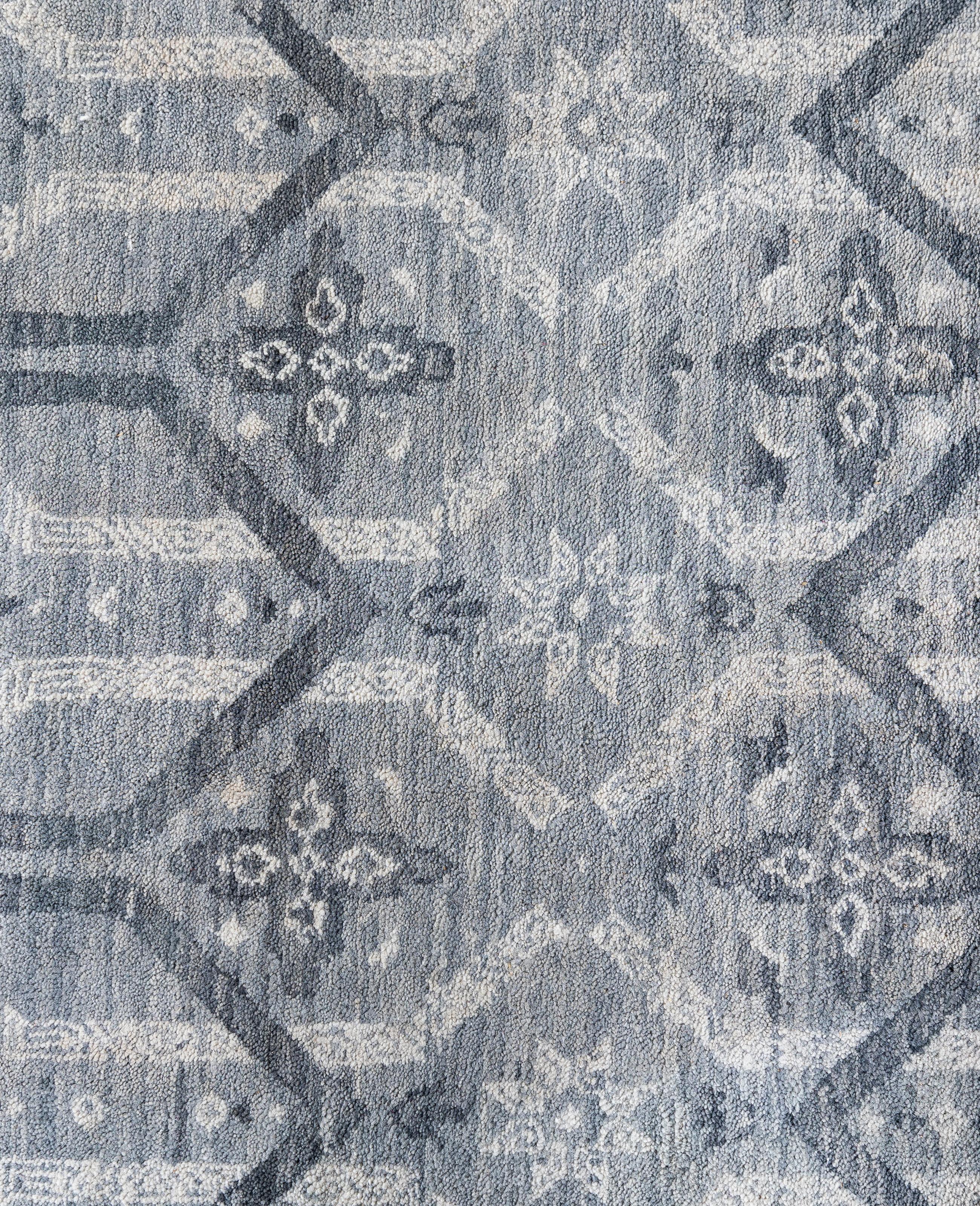 Indien Tapis traditionnel gris noué à la main 7' 10