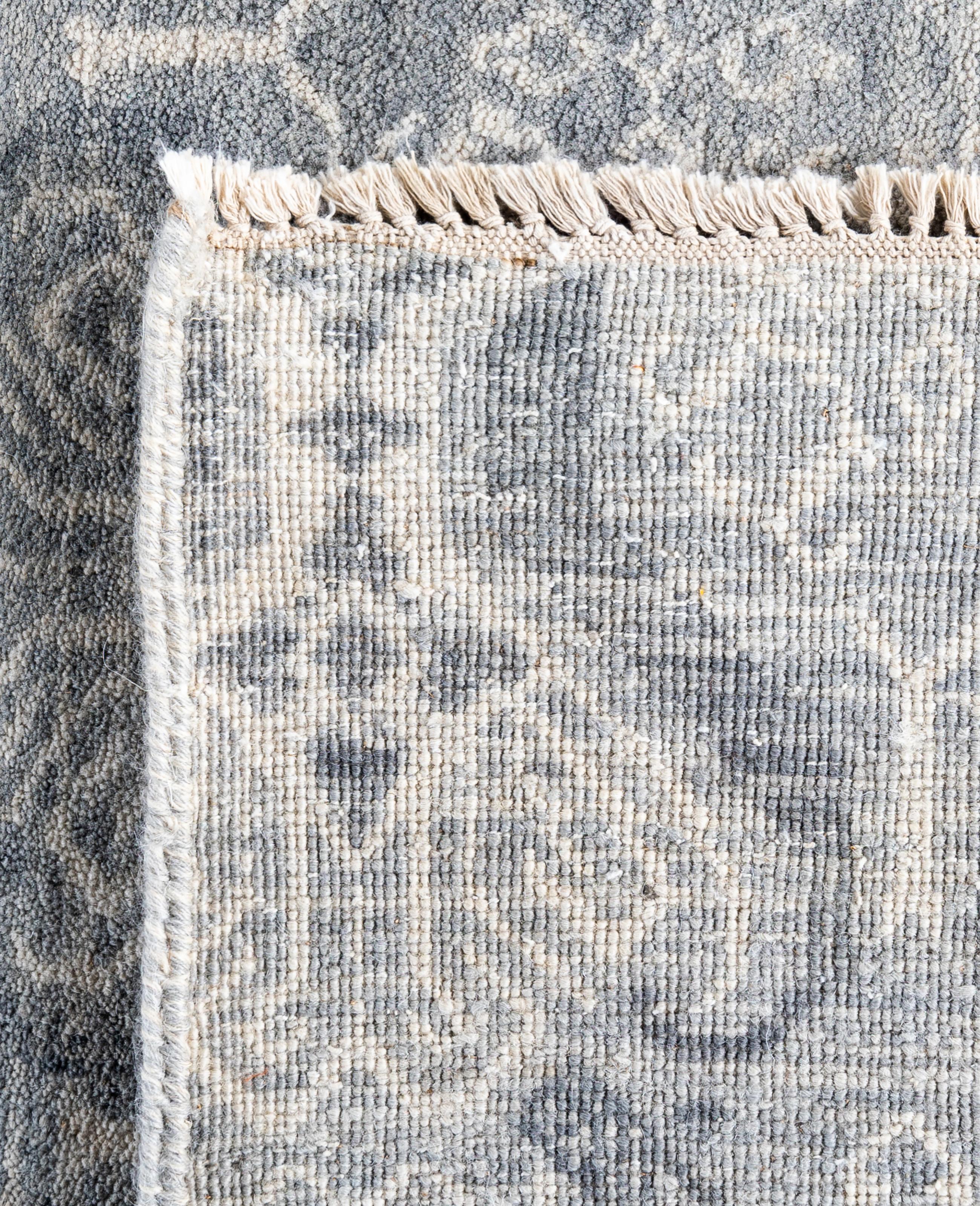 Tapis traditionnel gris noué à la main 7' 10