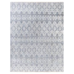 Traditioneller handgeknüpfter grauer Teppich aus Wolle mit Blumenmuster 7' 10" x 10' 2"