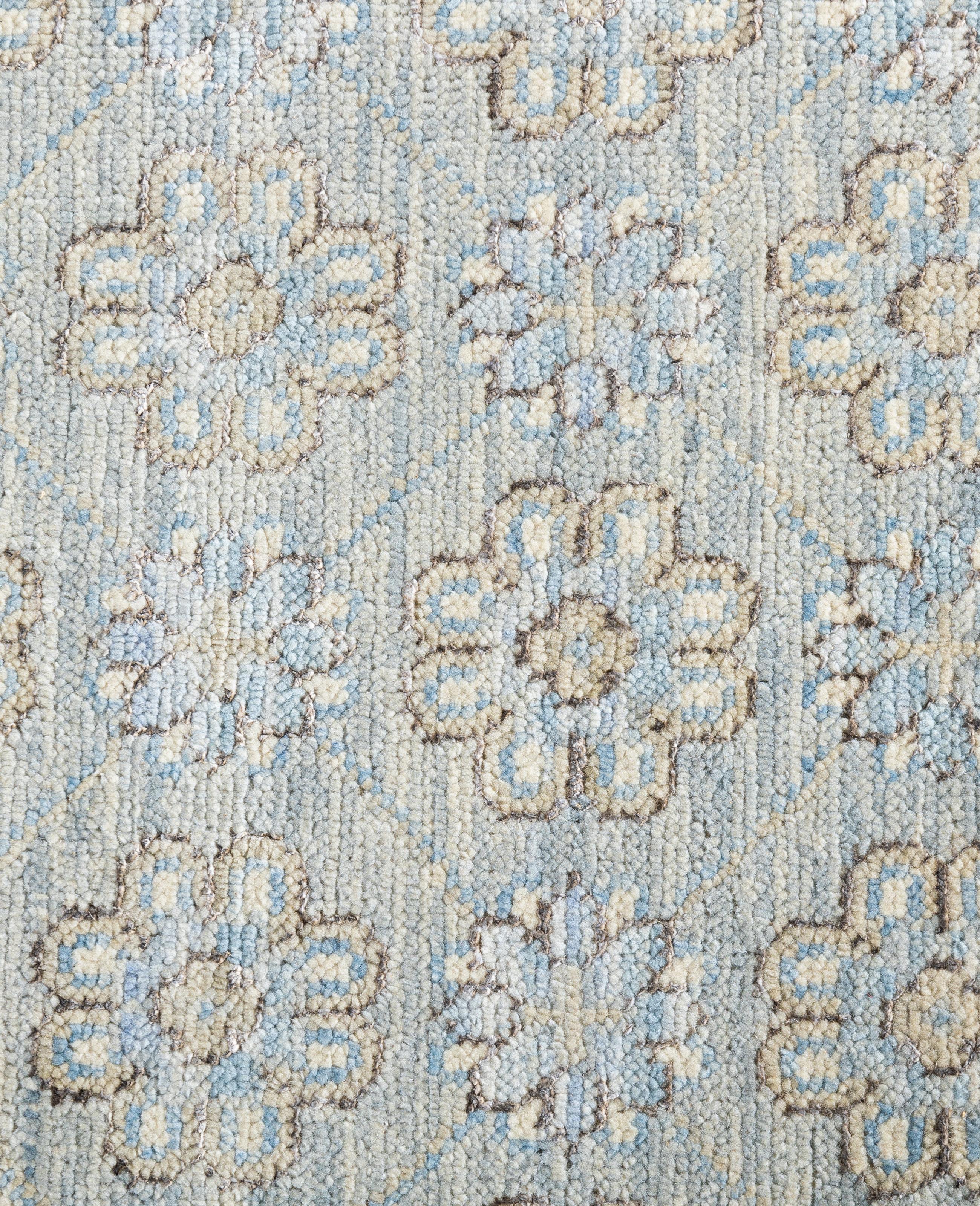 Alfombra Tradicional Floral de Lana Anudada a Mano Gris 8' 0