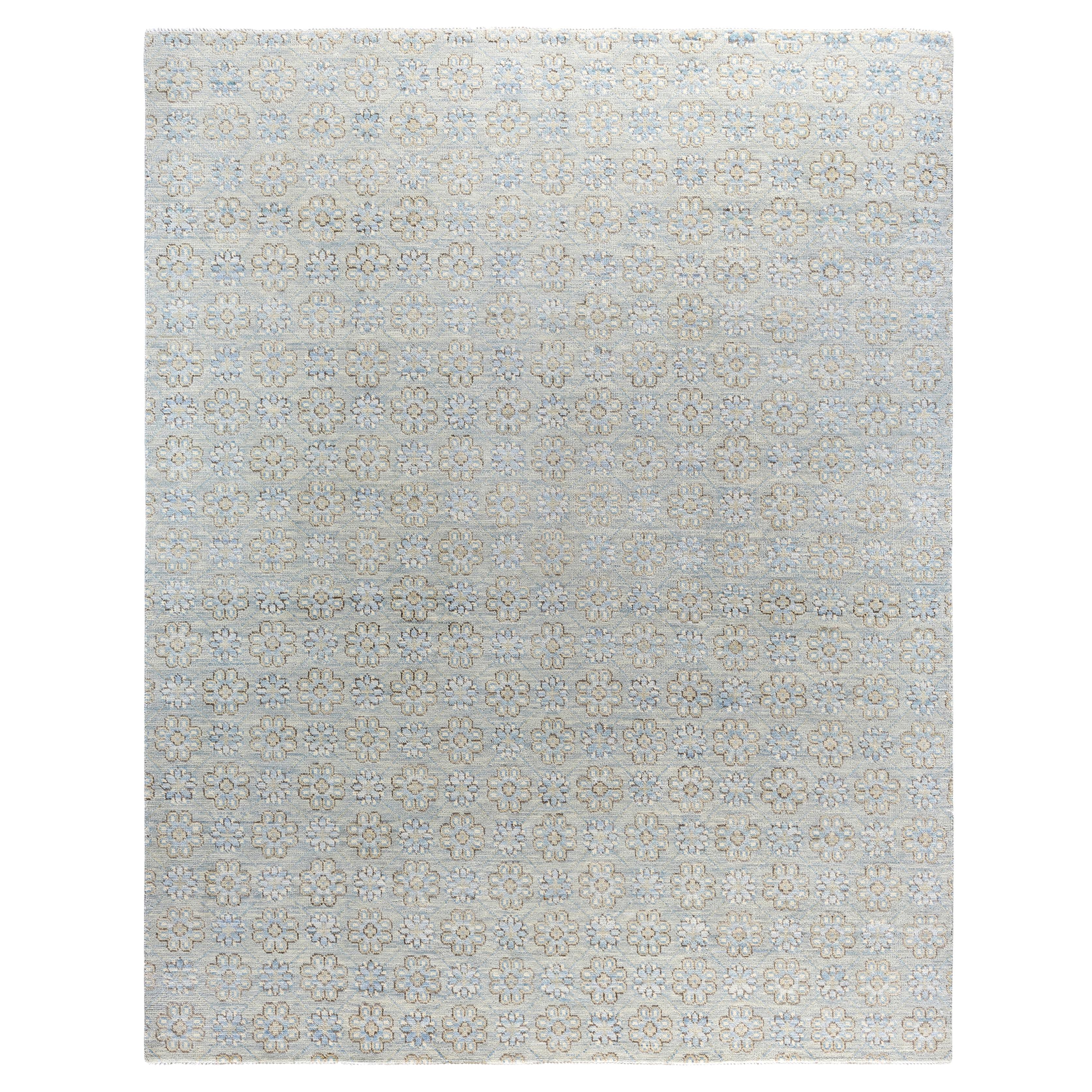 Traditional Floral Wool Hand Knotted Gray Area Rug 8' 0" x 10' 3"