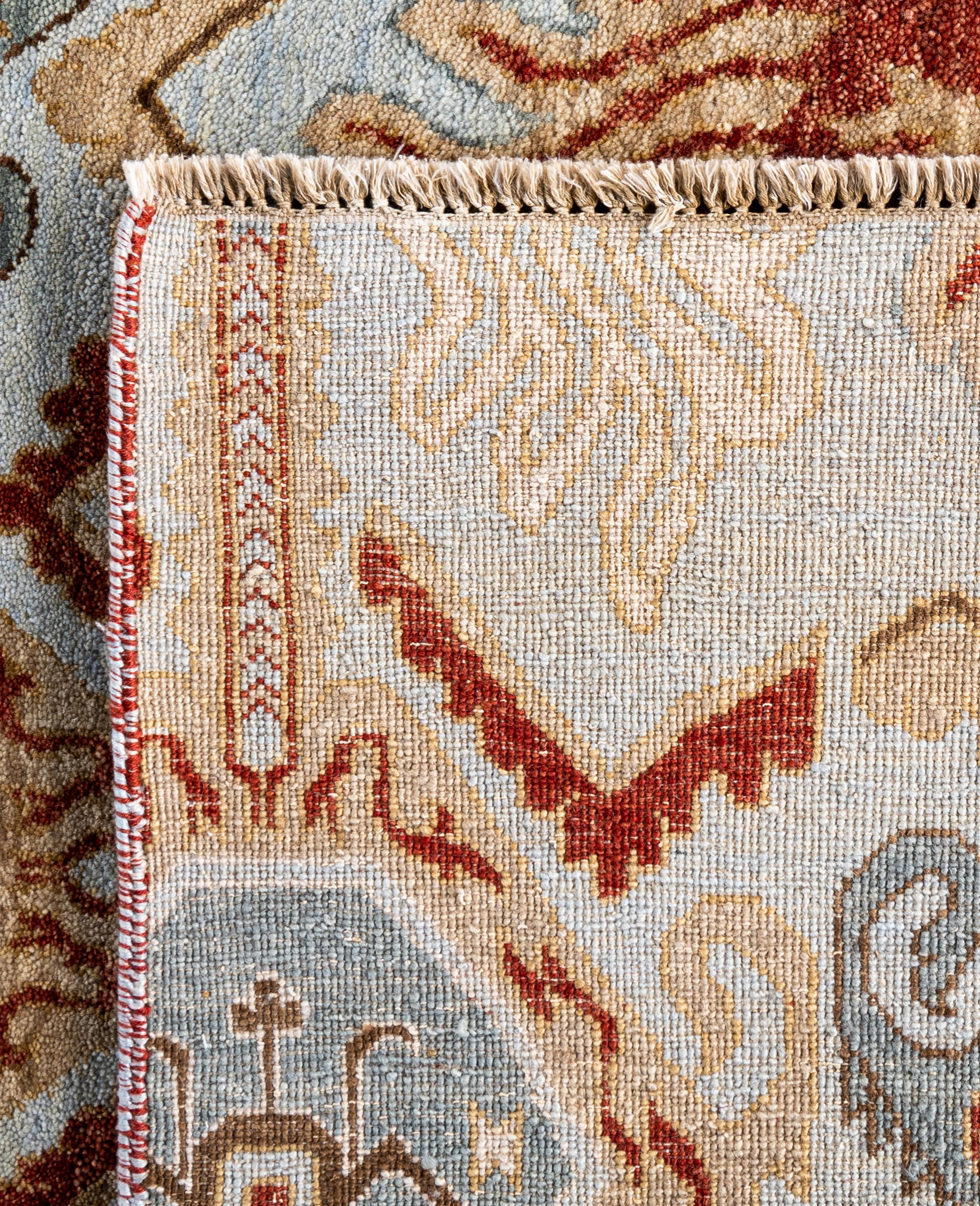 Traditional Floral Wool Hand Knotted Gray Area Rug 8' 1