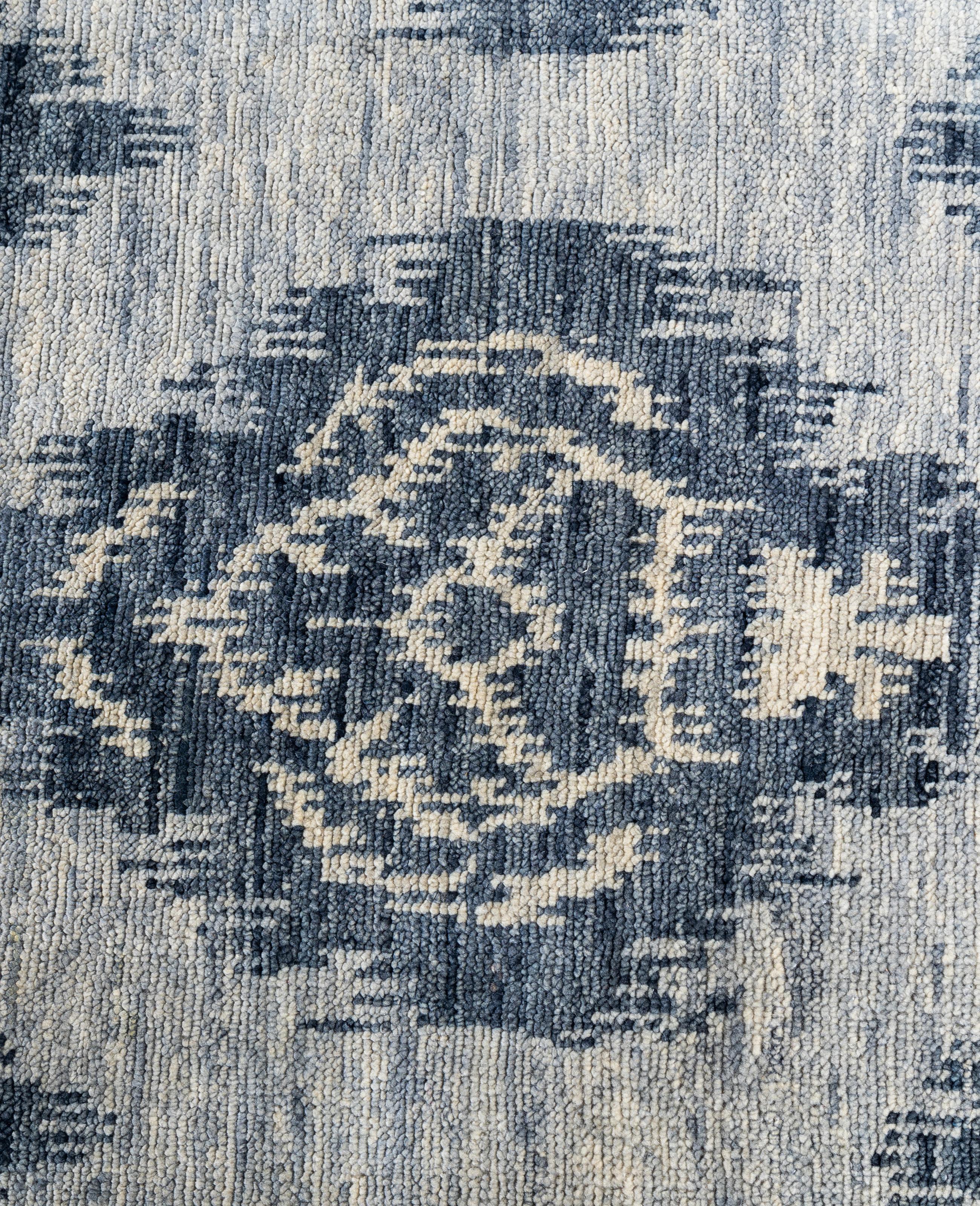 Indien Tapis traditionnel gris noué à la main de 8' 2