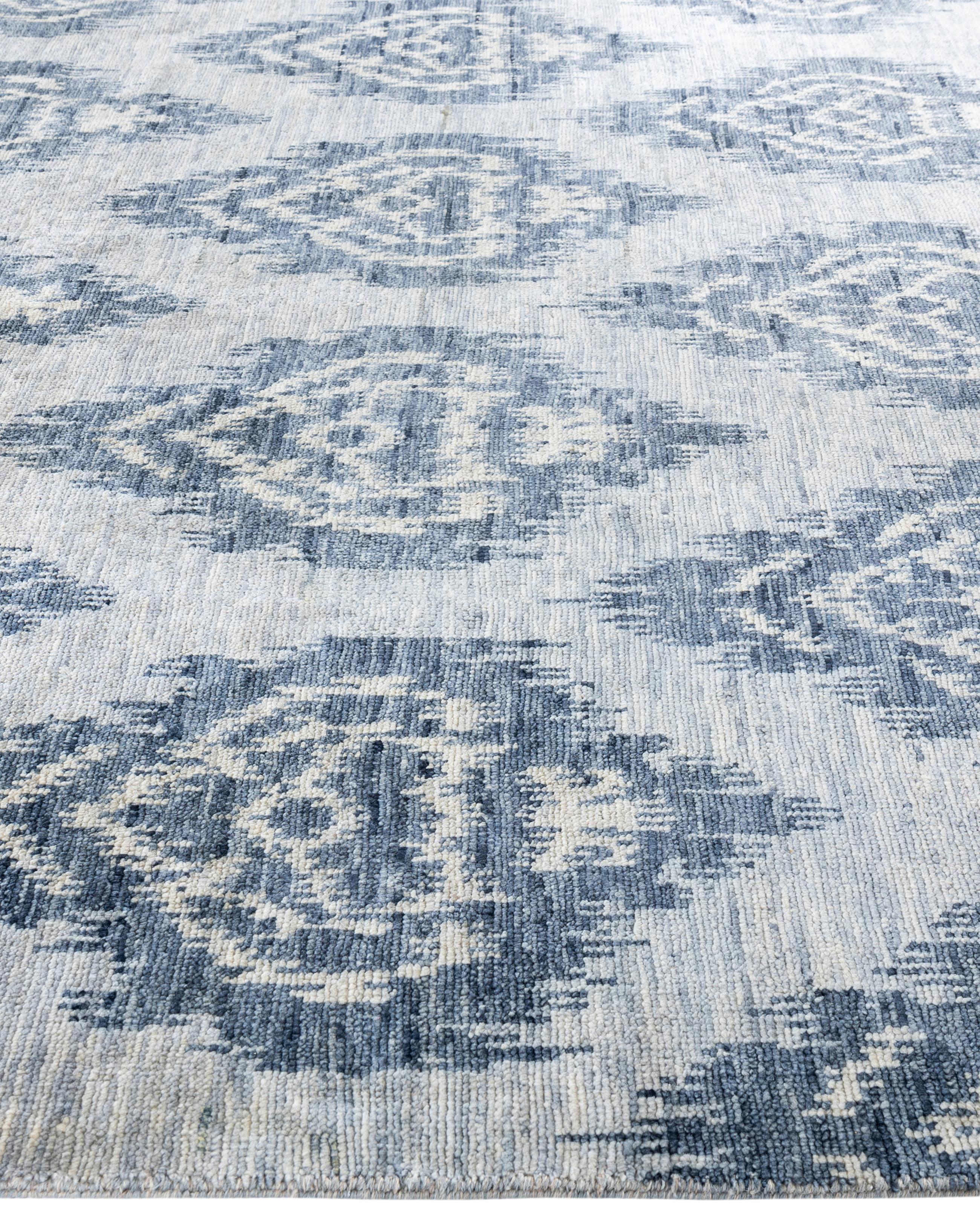 Noué à la main Tapis traditionnel gris noué à la main de 8' 2
