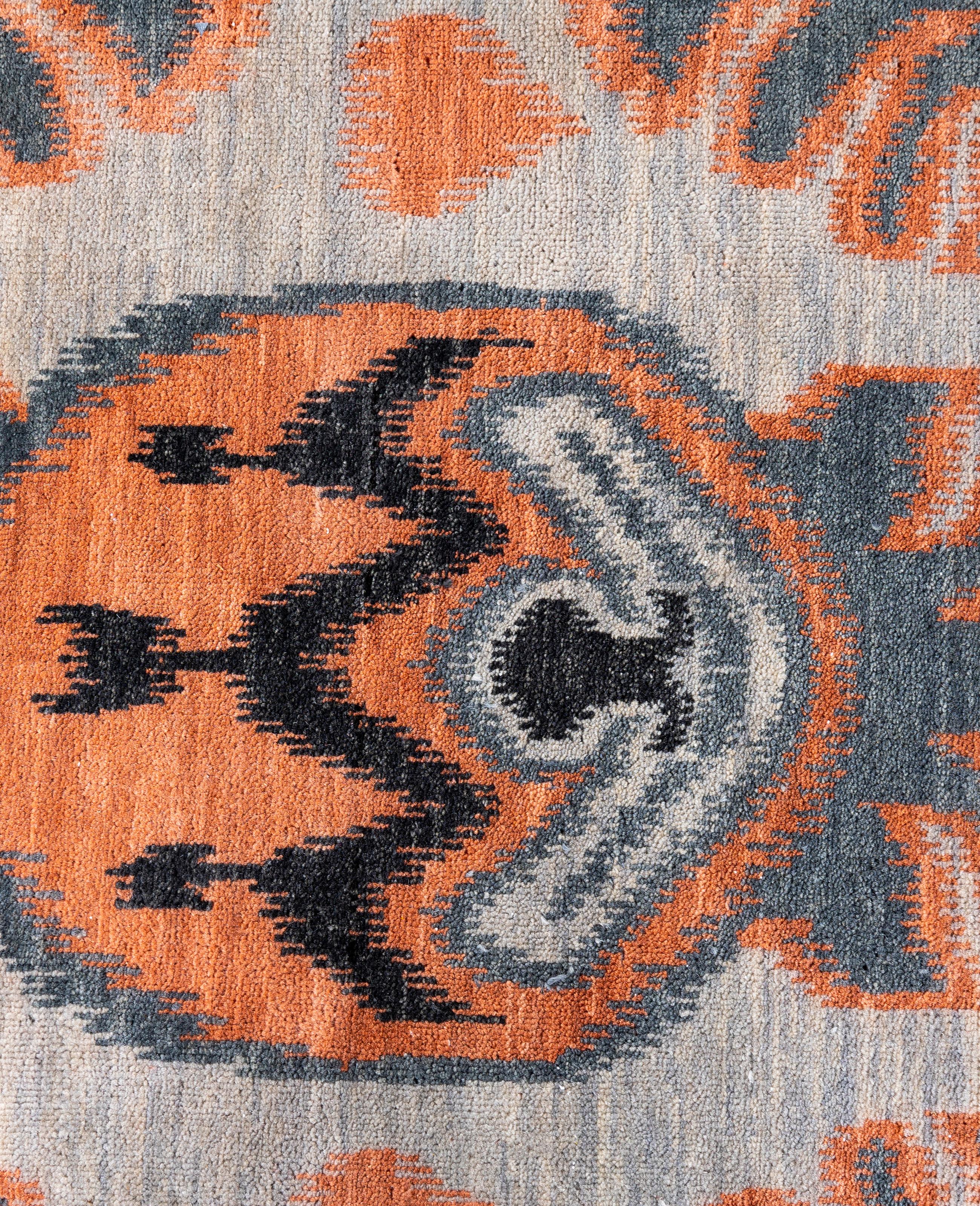Indian Traditional Floral Wool Hand Knotted Gray Area Rug 9' 0