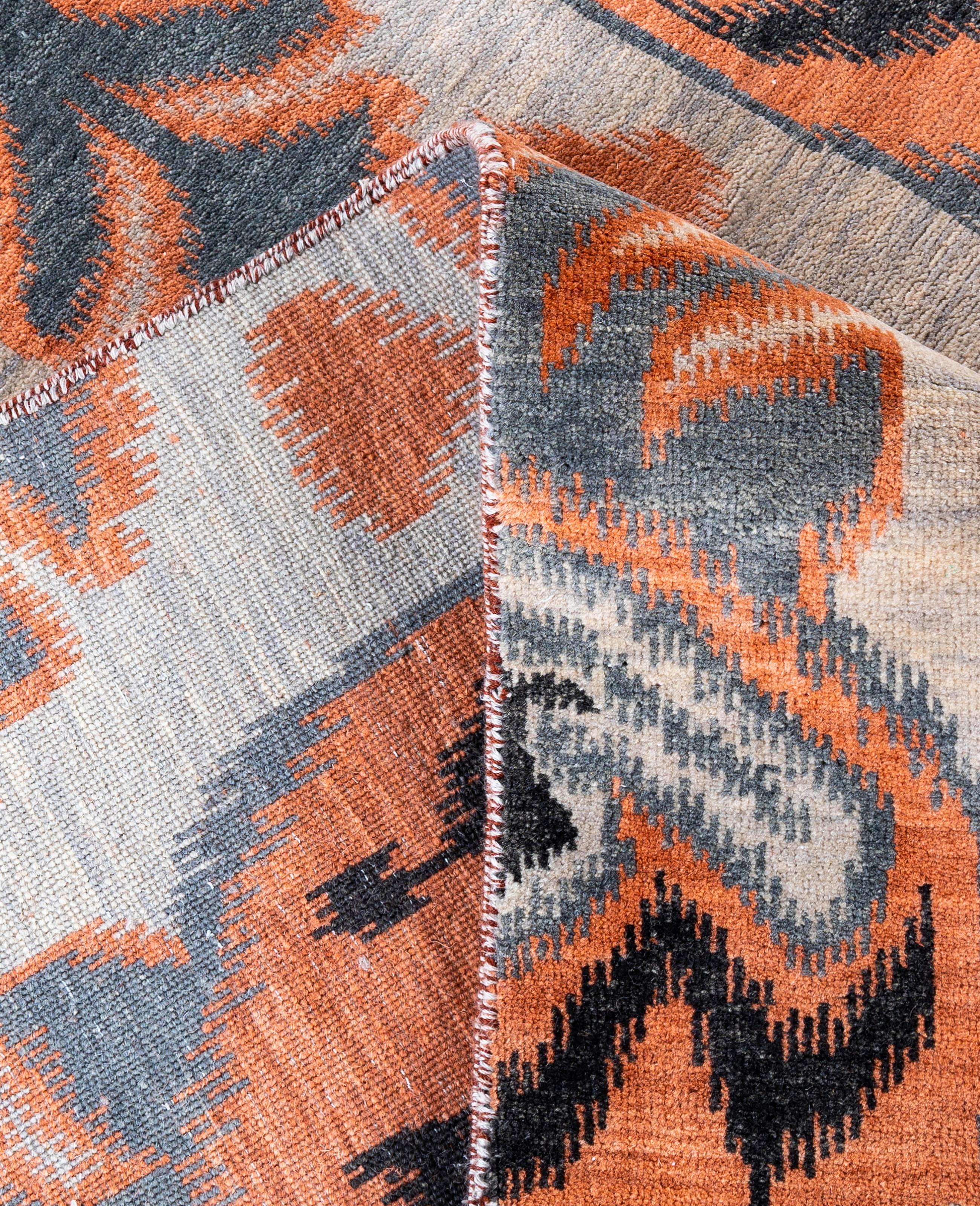Contemporary Traditional Floral Wool Hand Knotted Gray Area Rug 9' 0
