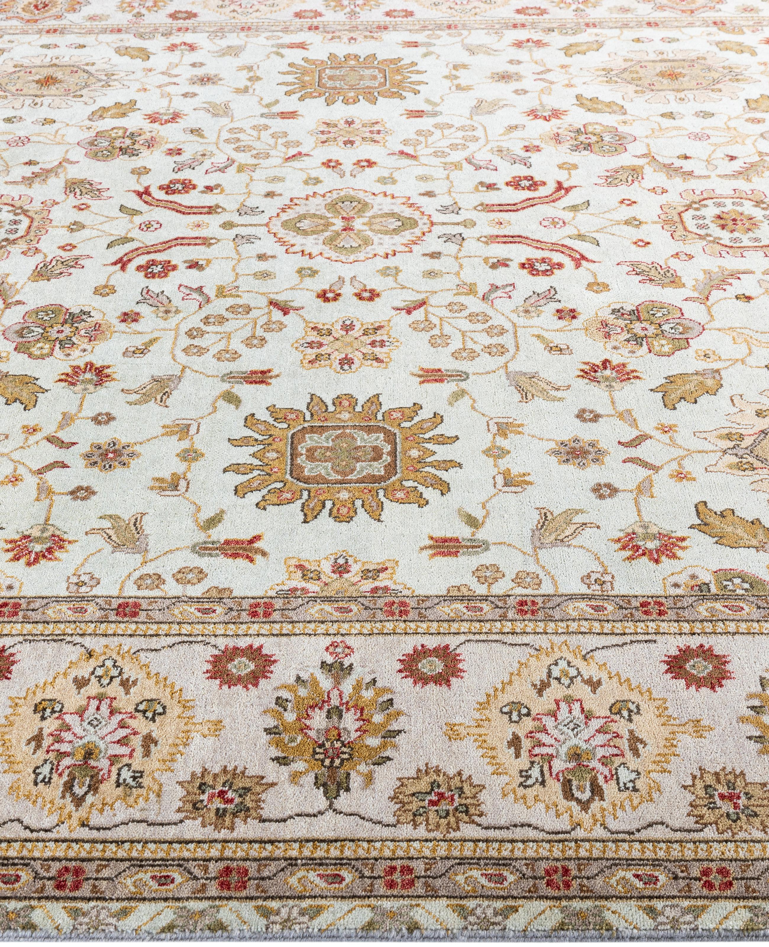 Noué à la main Tapis traditionnel vert noué à la main de 8' 0