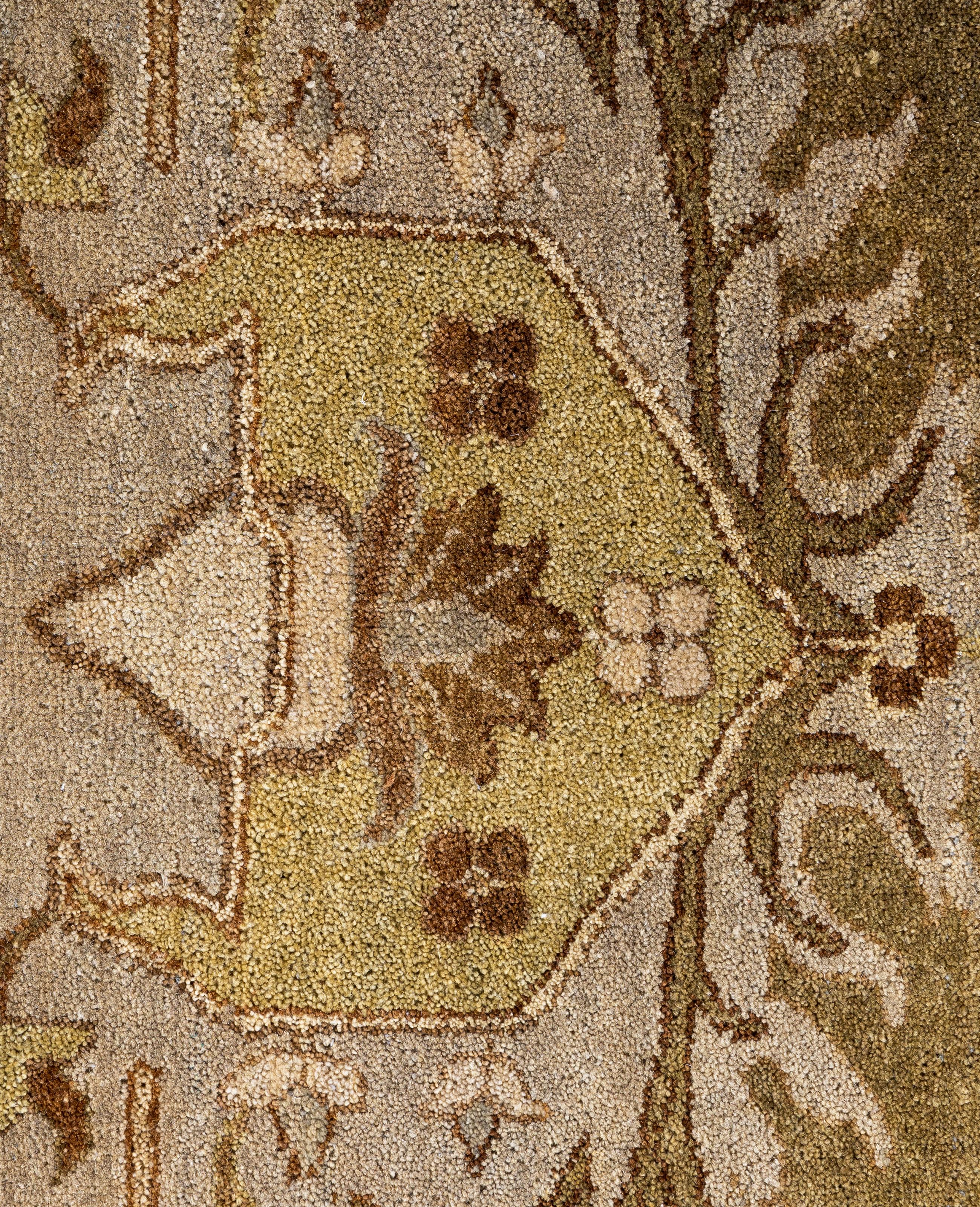 Indien Tapis traditionnel vert noué à la main 9' 0