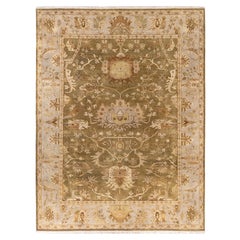 Traditional Floral Wool Hand Knotted Green Area Rugs 9' 0" x 11' 9"