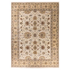 Traditional Floral Wool Hand Knotted Ivory Area Rug 9
 1" x 12
 3"