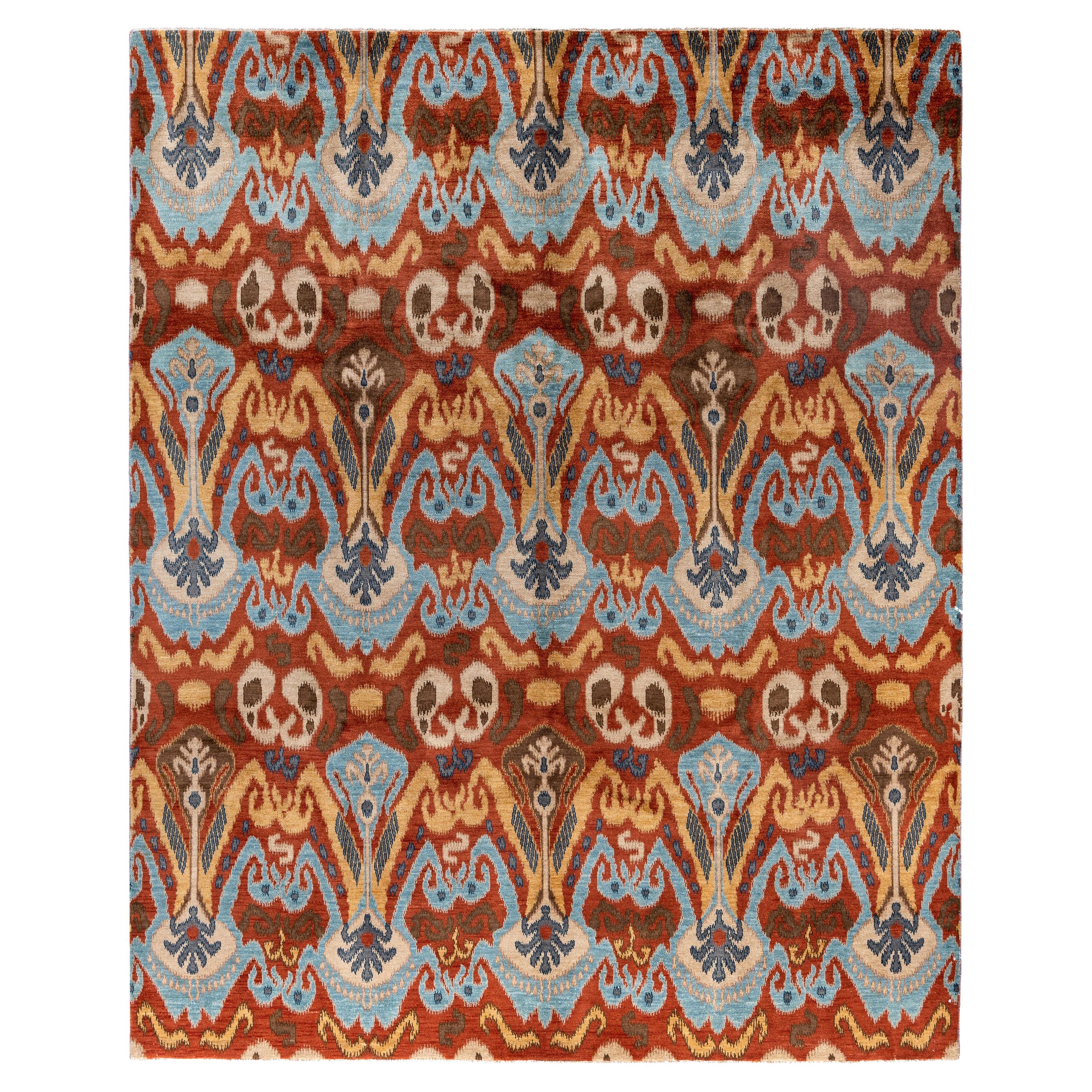 Traditional Floral Wool Hand Knotted Red Area Rug 8' 1" x 10' 1"