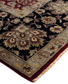 Traditional Floral Wool Hand Knotted Red Area Rug 8' 10" x 11' 10"