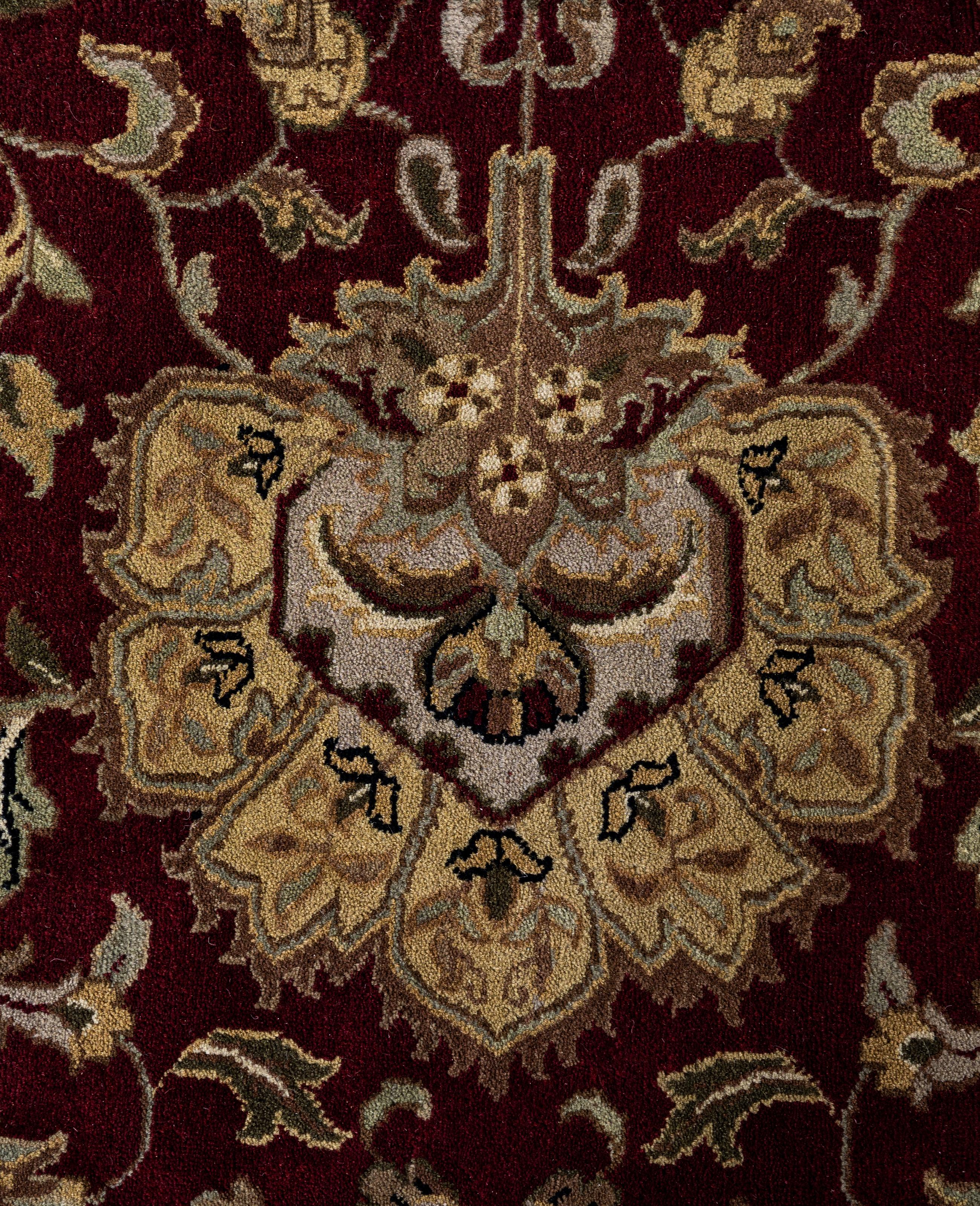 Traditioneller handgeknüpfter roter Teppich aus Wolle mit Blumenmuster 8' 10
