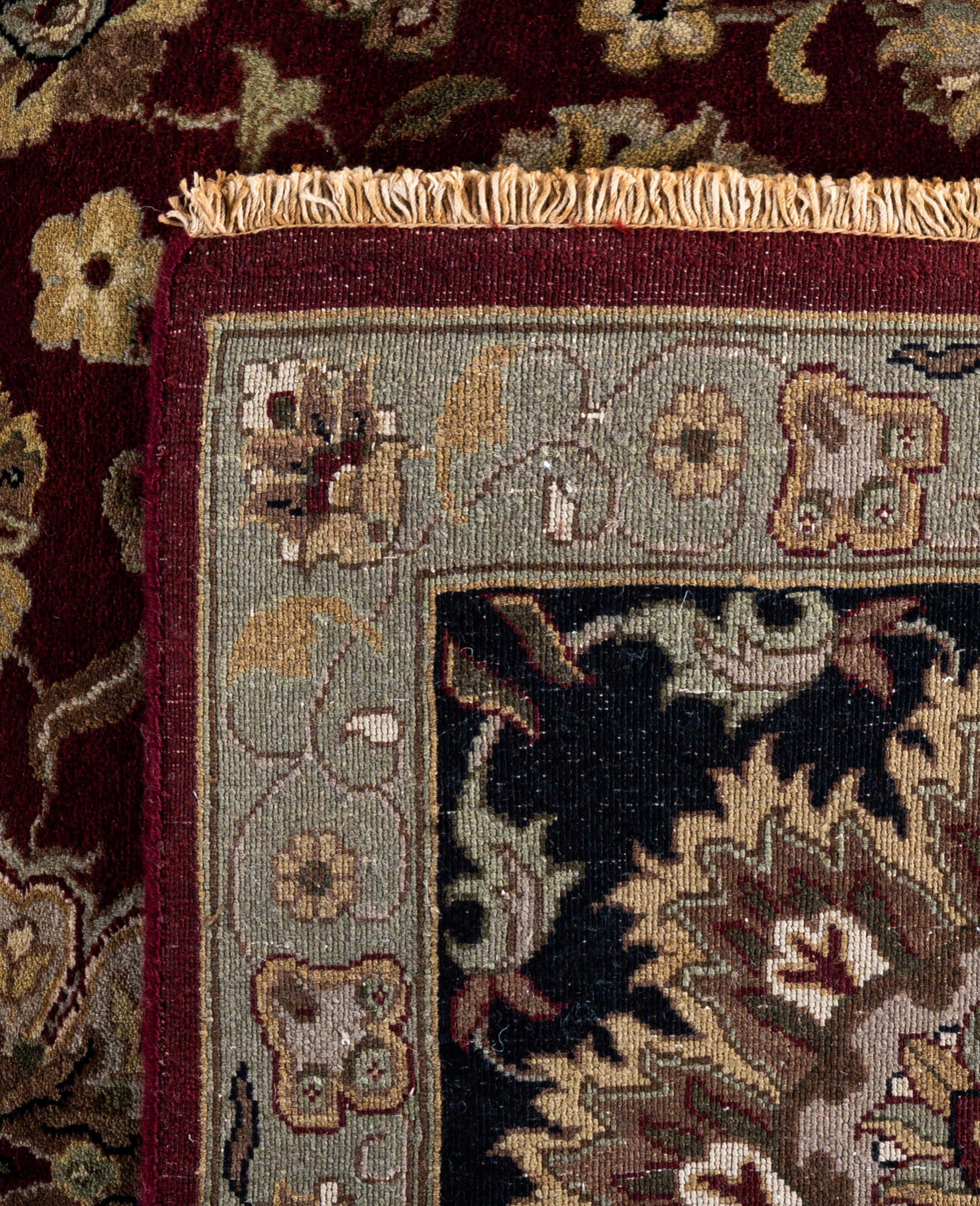 Traditioneller handgeknüpfter roter Teppich aus Wolle mit Blumenmuster 8' 10