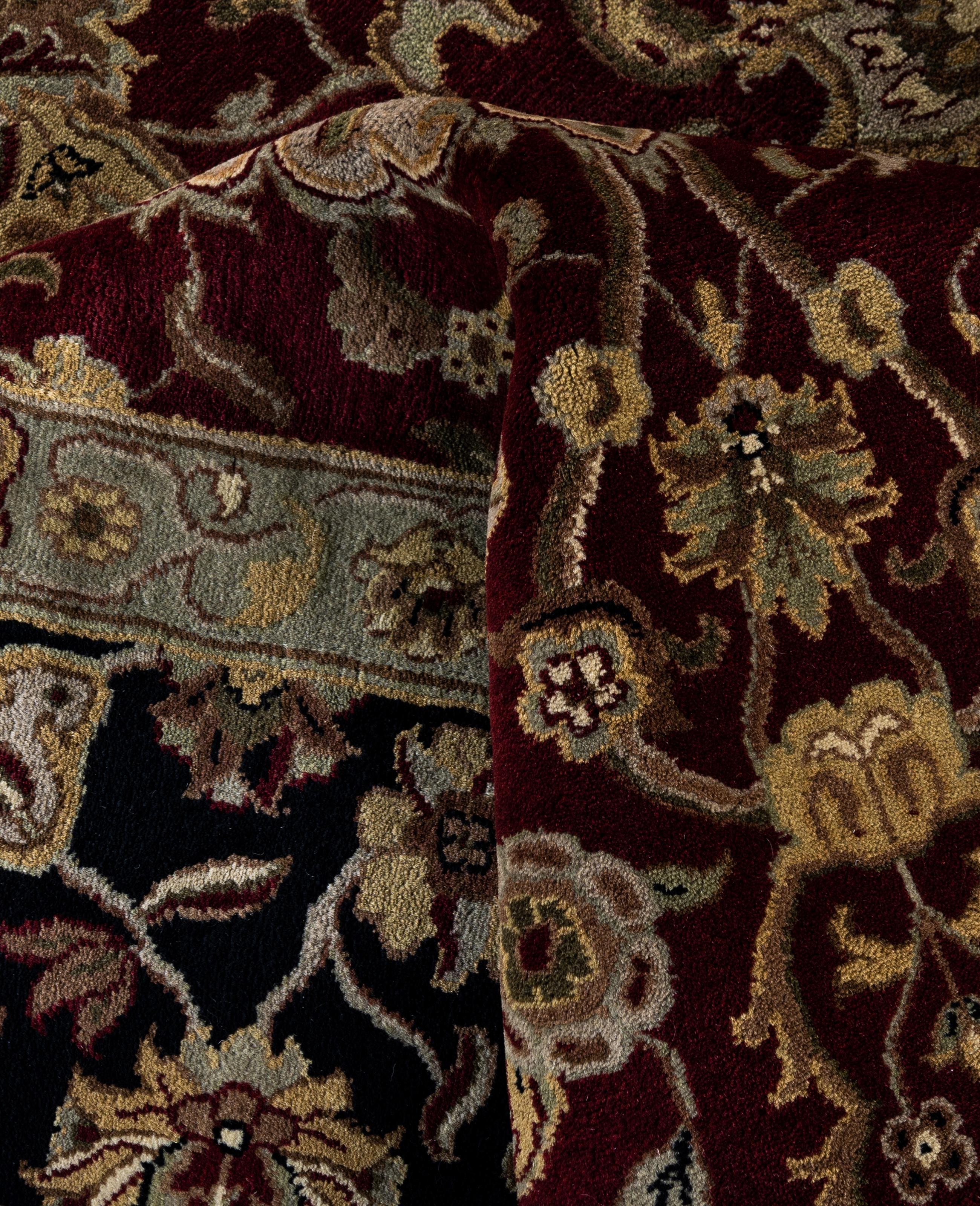 Traditioneller handgeknüpfter roter Teppich aus Wolle mit Blumenmuster 8' 10