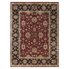 Tappeto per l'area rossa tradizionale in lana floreale annodata a mano 8' 10" x 11' 10"
