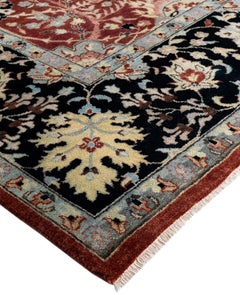 Traditional Floral Wool Hand Knotted Red Area Rug 8' 10" x 12' 3"