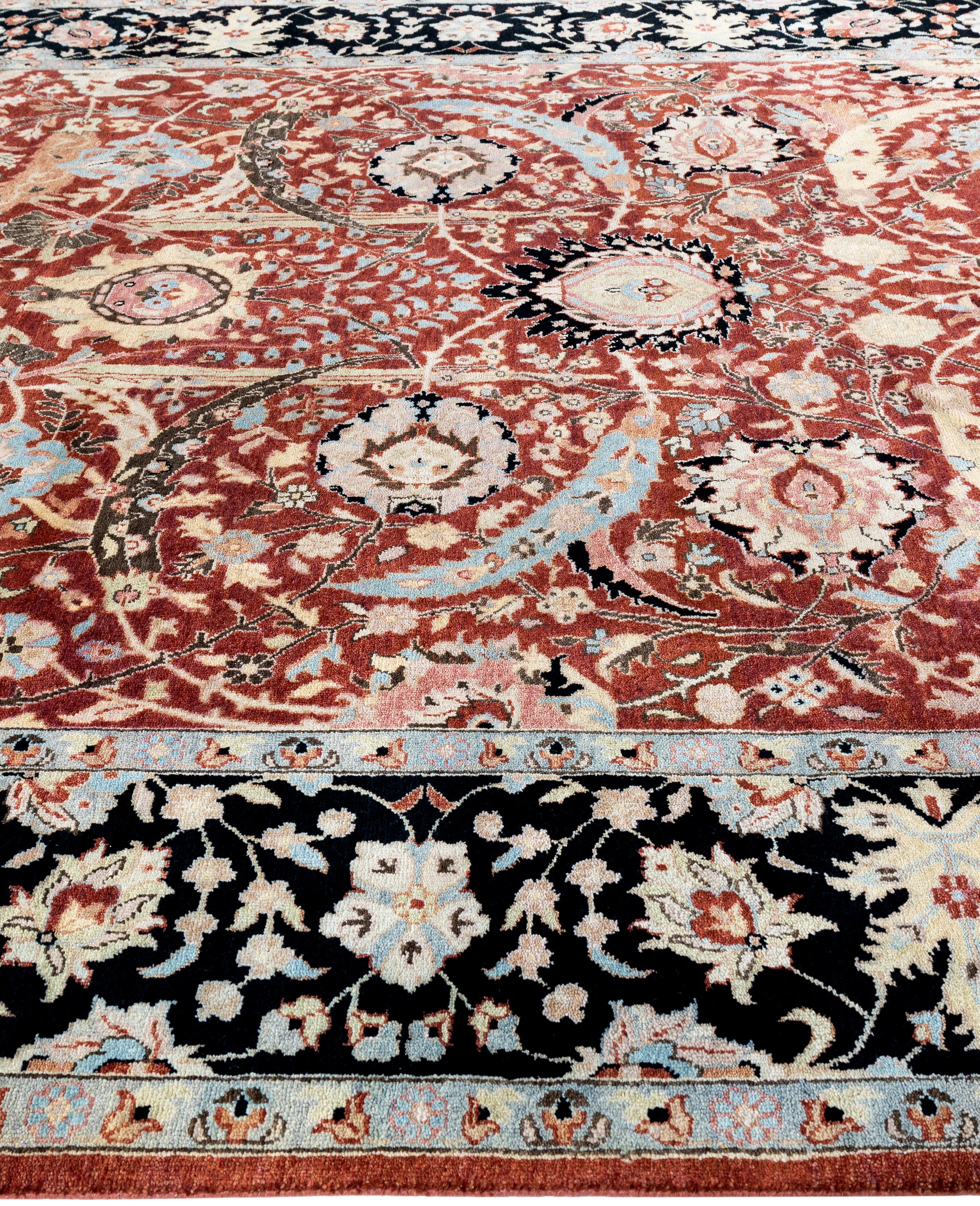 Noué à la main Tapis traditionnel rouge noué à la main de 8' 10