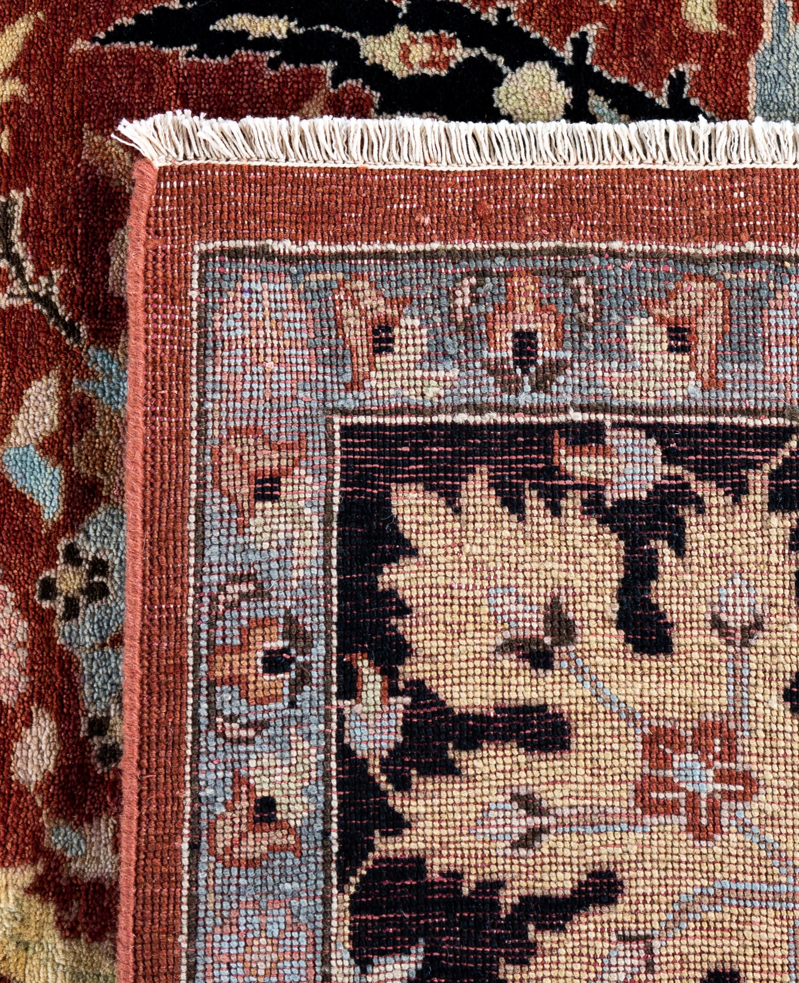 Tapis traditionnel rouge noué à la main de 8' 10