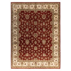 Traditional Floral Wool Hand Knotted Red Area Rug 9' 1" x 12' 2"