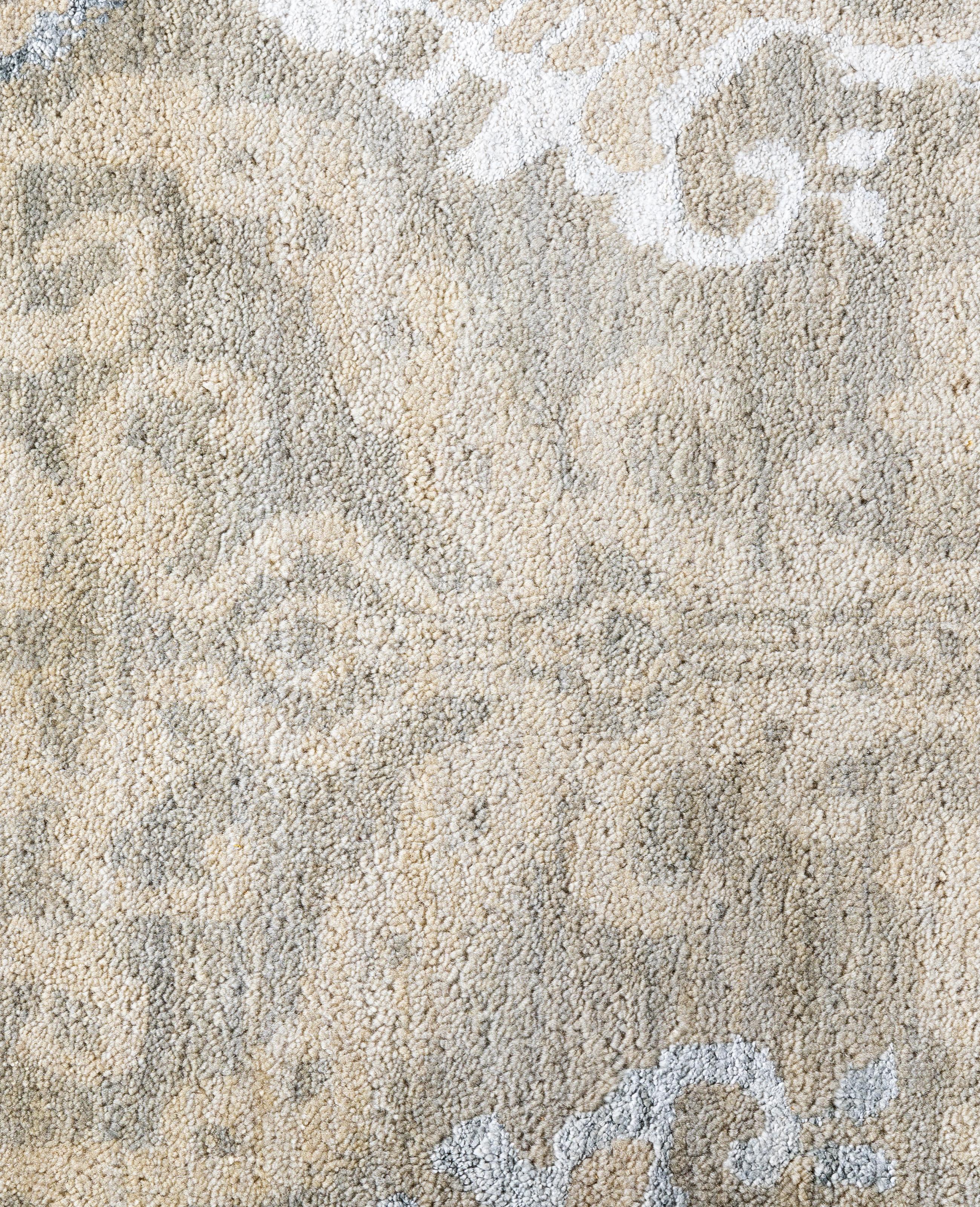 Indien Traditional Floral Wool, Silk Hand Knotted Beige Area Rug 8' 1