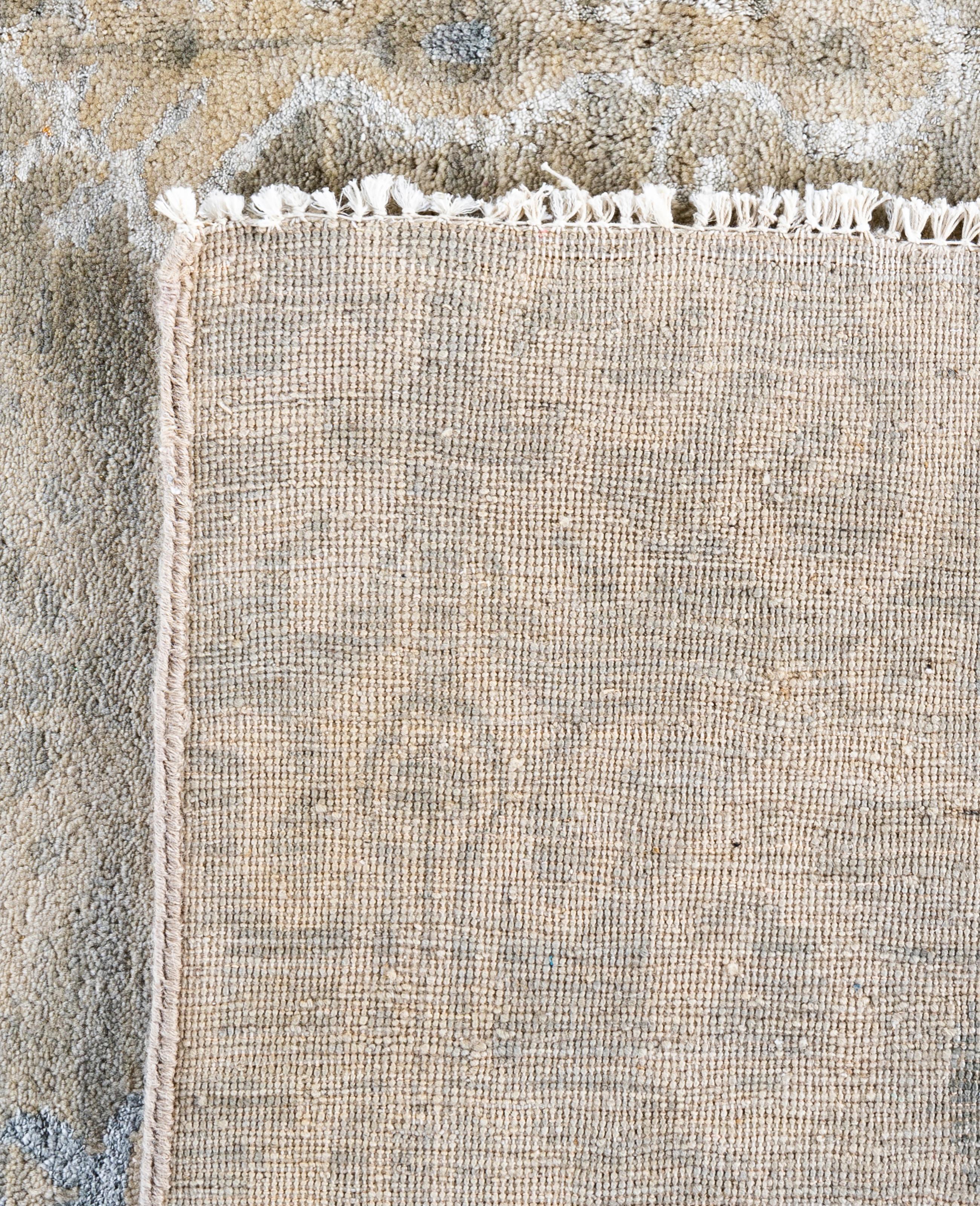 Traditional Floral Wool, Silk Hand Knotted Beige Area Rug 8' 1