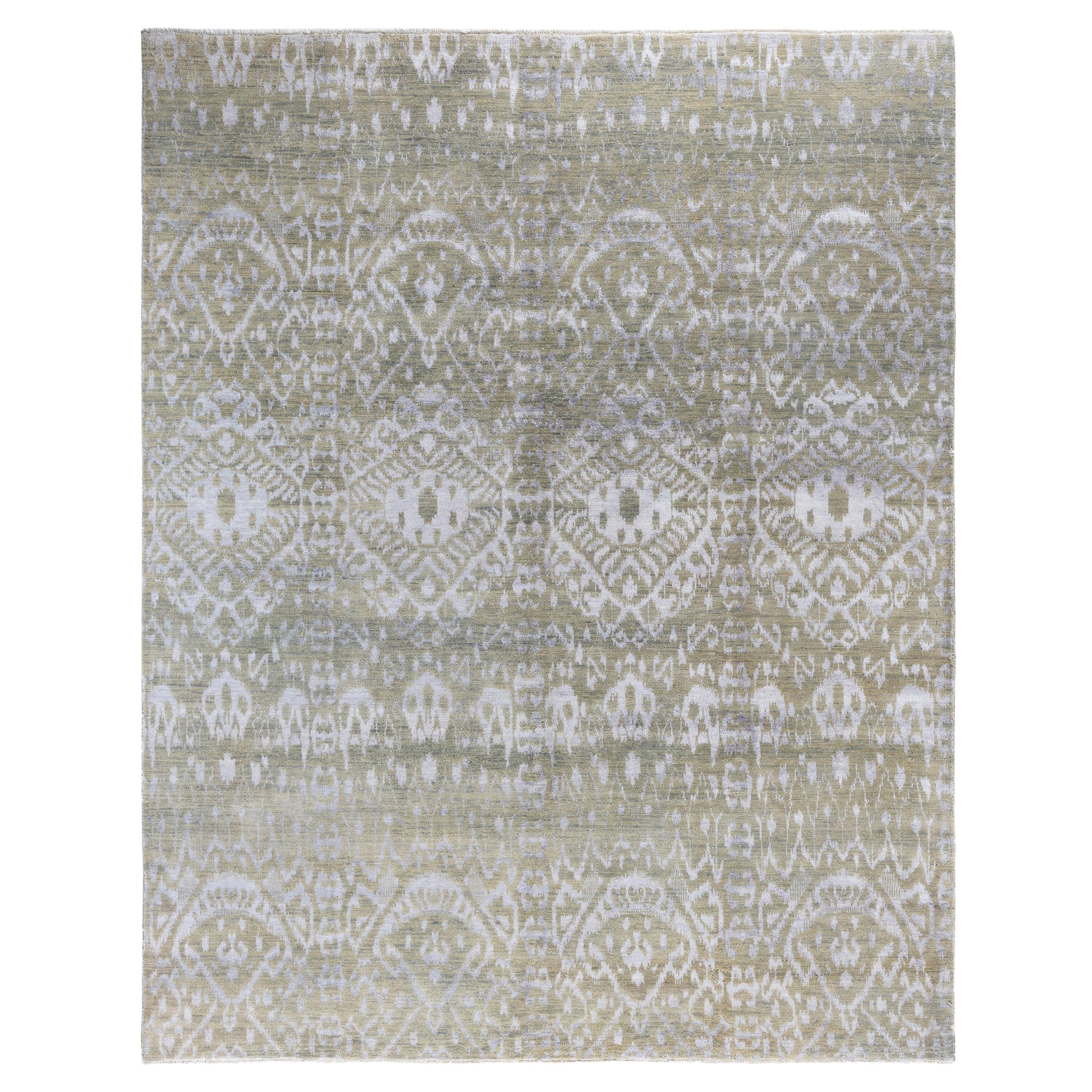 Traditional Floral Wool, Silk Hand Knotted Beige Area Rug 8' 1" x 10' 1"