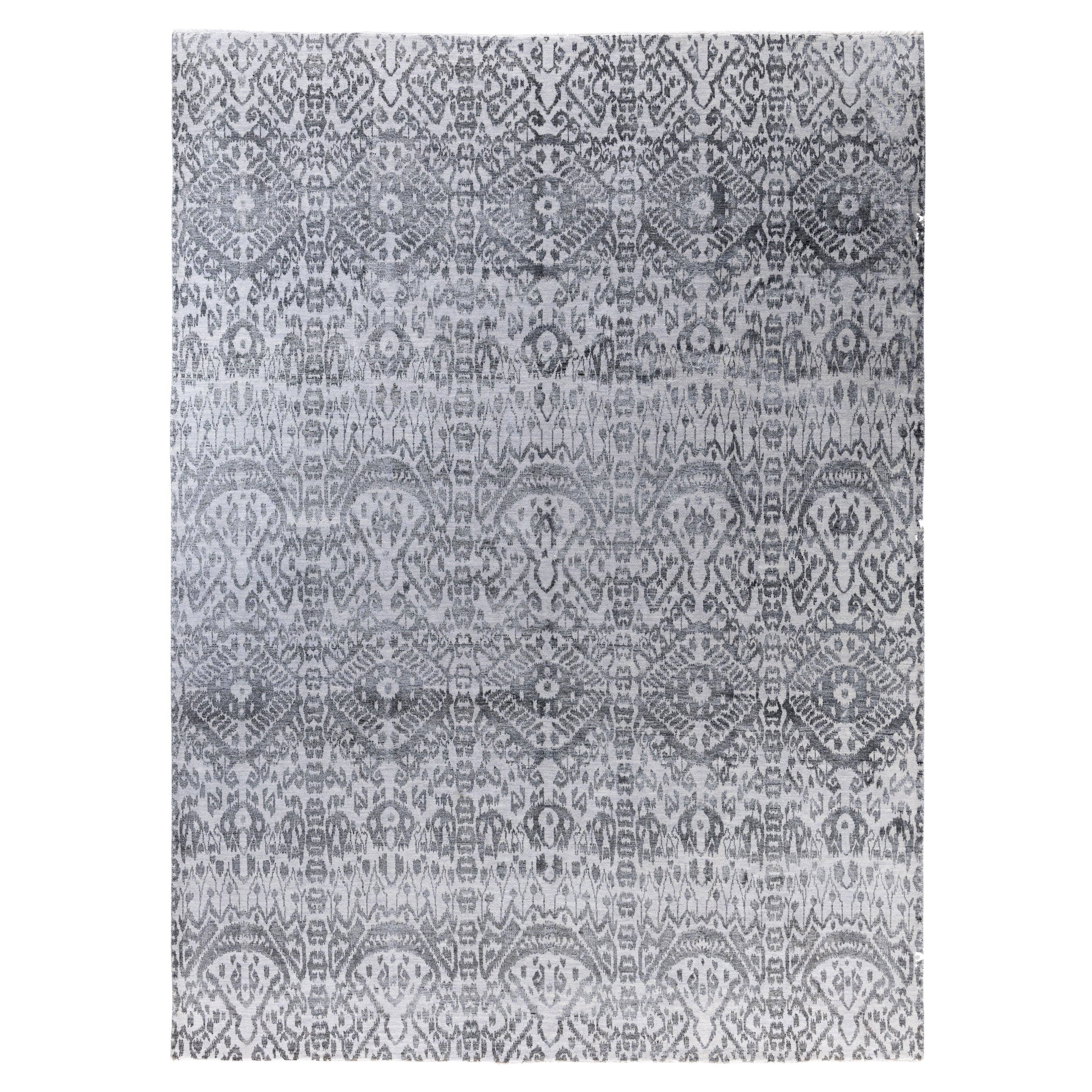 Traditional Floral Wool, Silk Hand Knotted Beige Area Rug 8' 10" x 12' 1" (Tapis à fleurs traditionnel en laine et soie) en vente