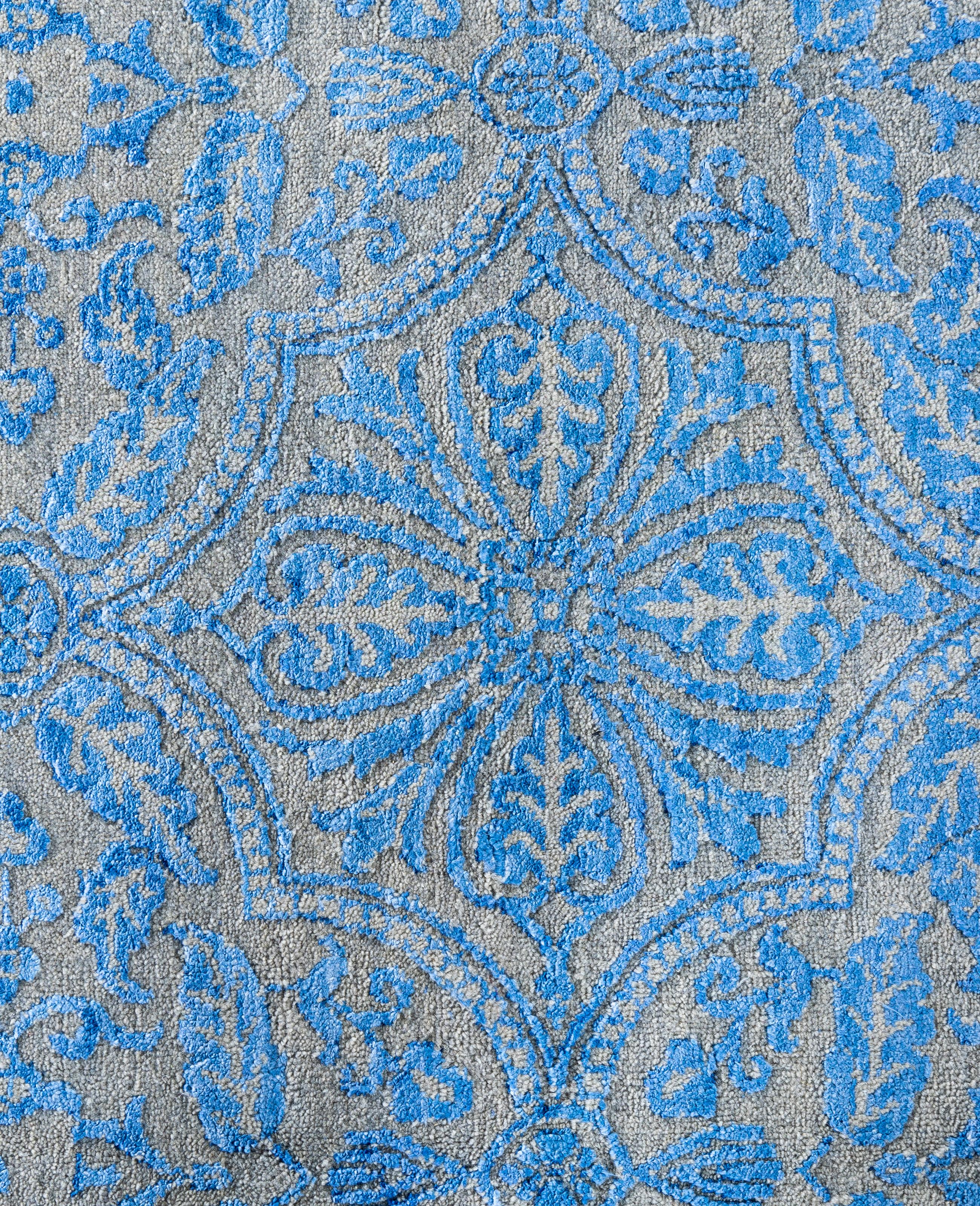 Indien Traditional Floral Wool, Silk Hand Knotted Beige Area Rug 8' 2