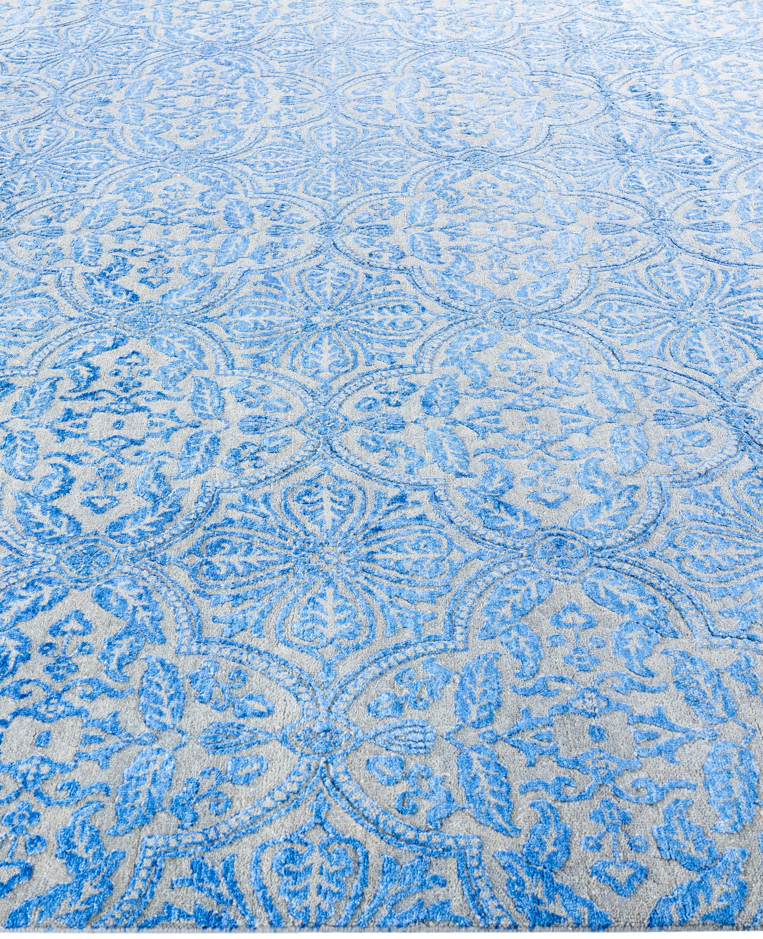 Noué à la main Traditional Floral Wool, Silk Hand Knotted Beige Area Rug 8' 2