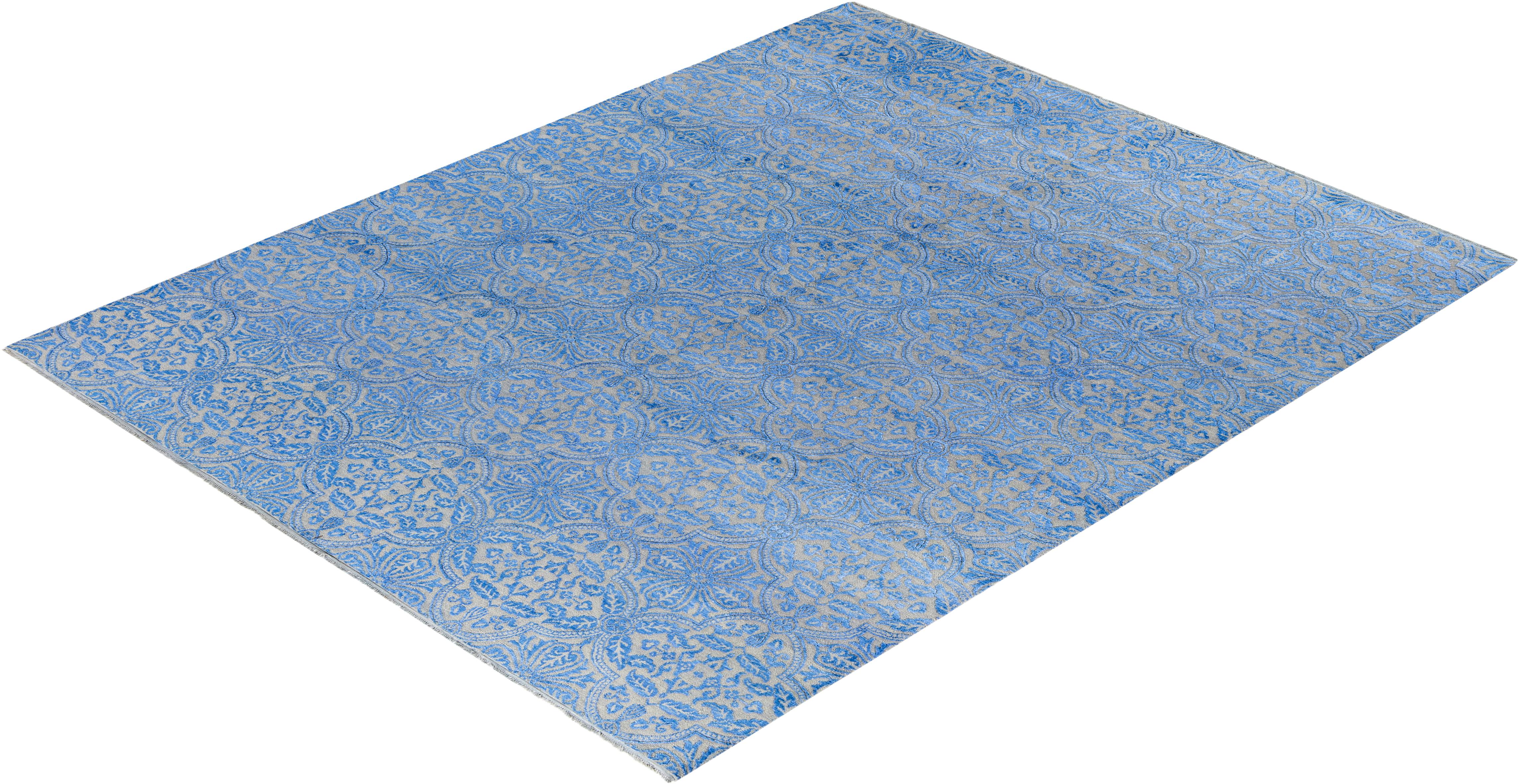 Traditional Floral Wool, Silk Hand Knotted Beige Area Rug 8' 2