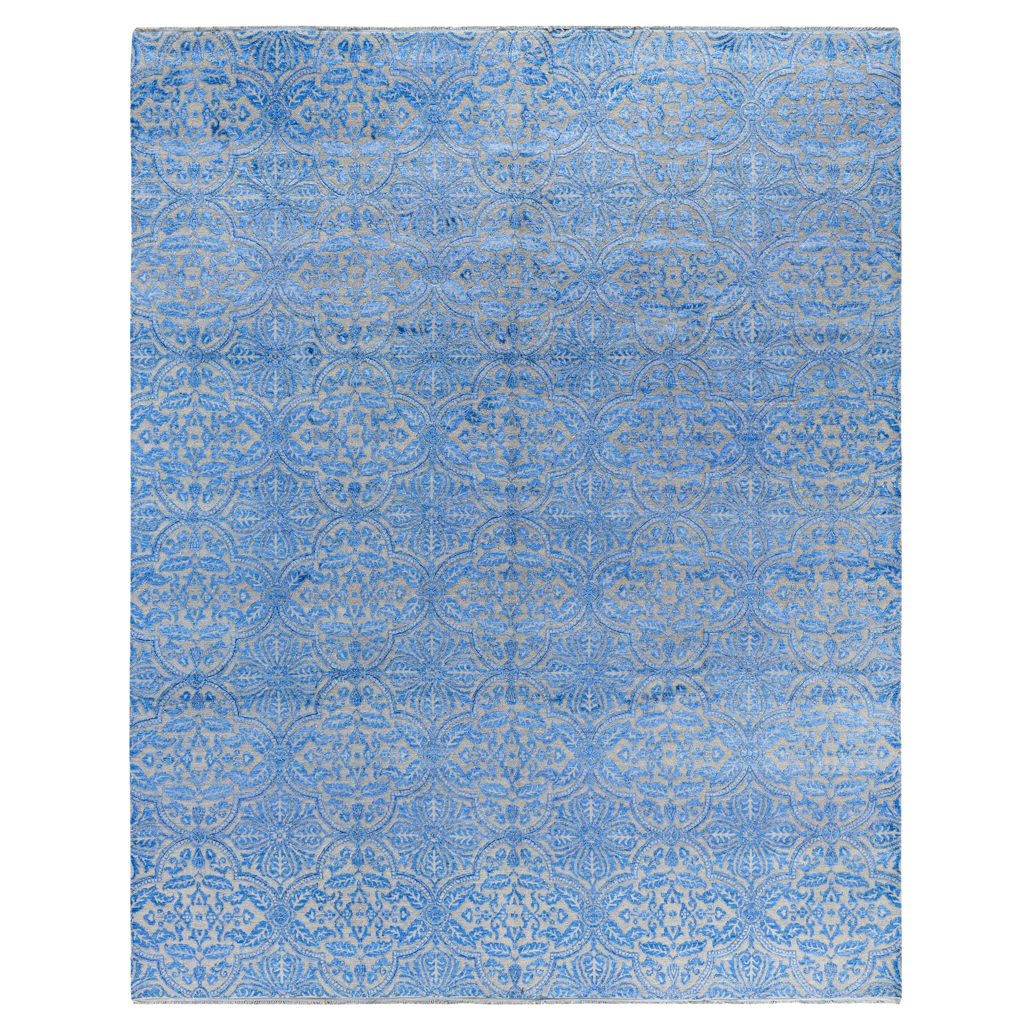 Traditional Floral Wool, Silk Hand Knotted Beige Area Rug 8' 2" x 10' 0" en vente